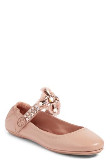 tory burch minnie embellished convertible strap ballet flat