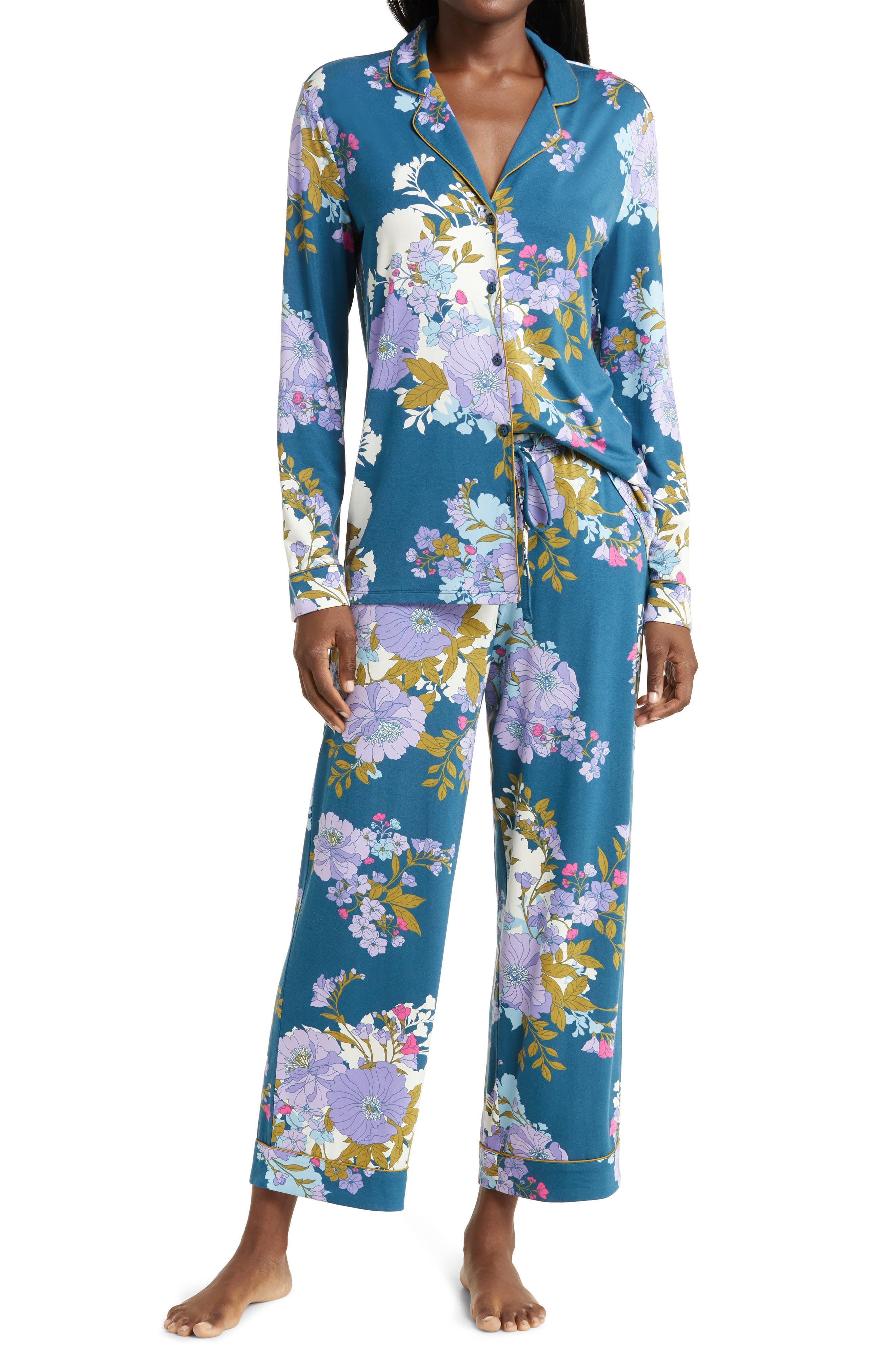 Nordstrom Moonlight Eco Long Sleeve Knit Pajamas in Blue
