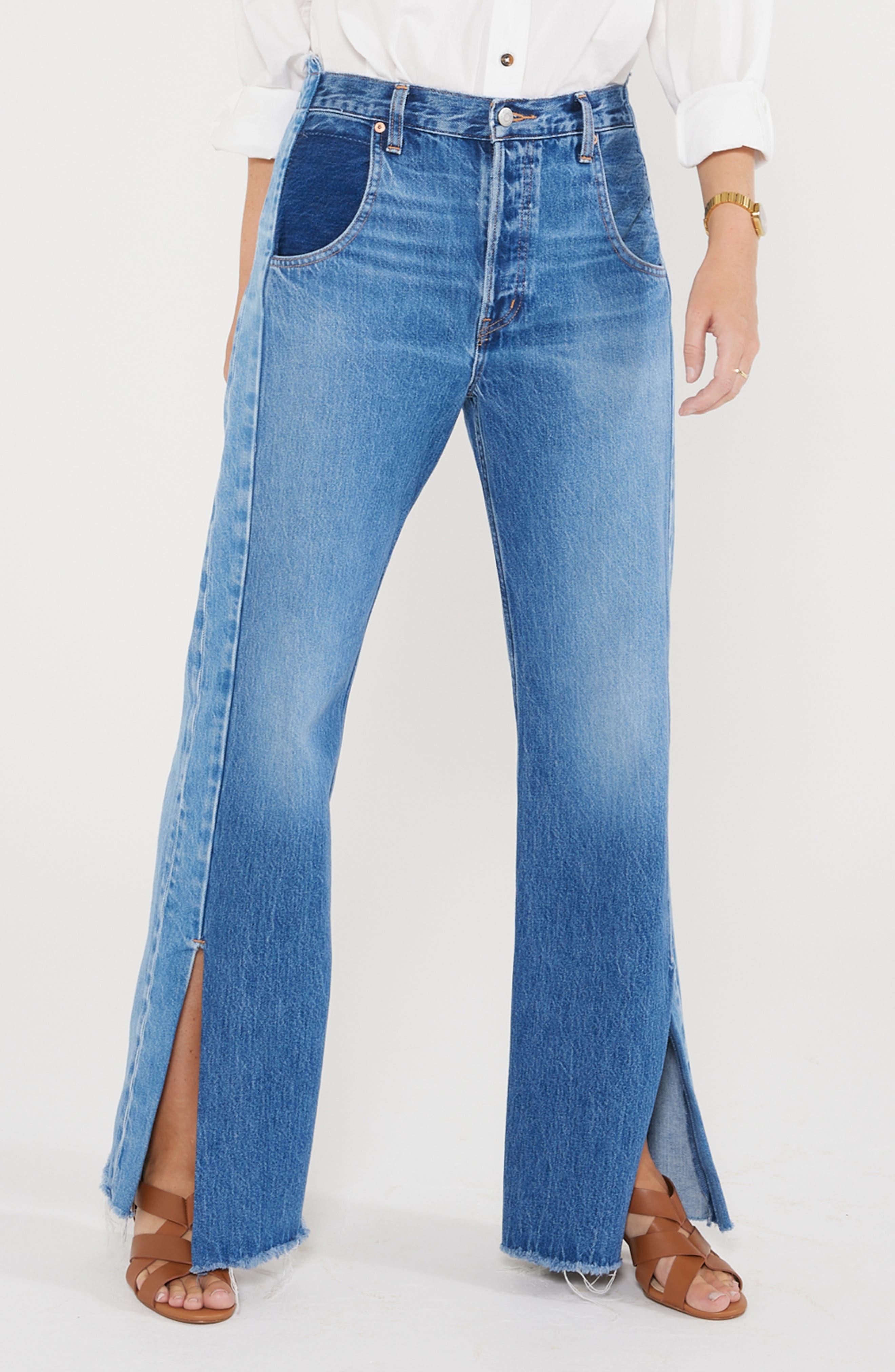 eTica Ética Amis Reworked Slit Hem High Waist Relaxed Bootcut Jeans in Blue  | Lyst