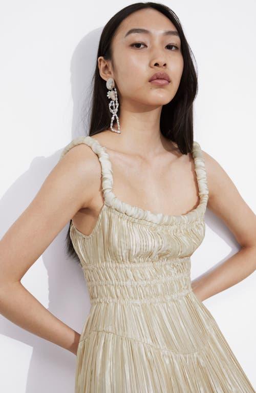 pleated metallic satin dress & other stories & Other Stories Pleated Metallic Satin Dress in Natural