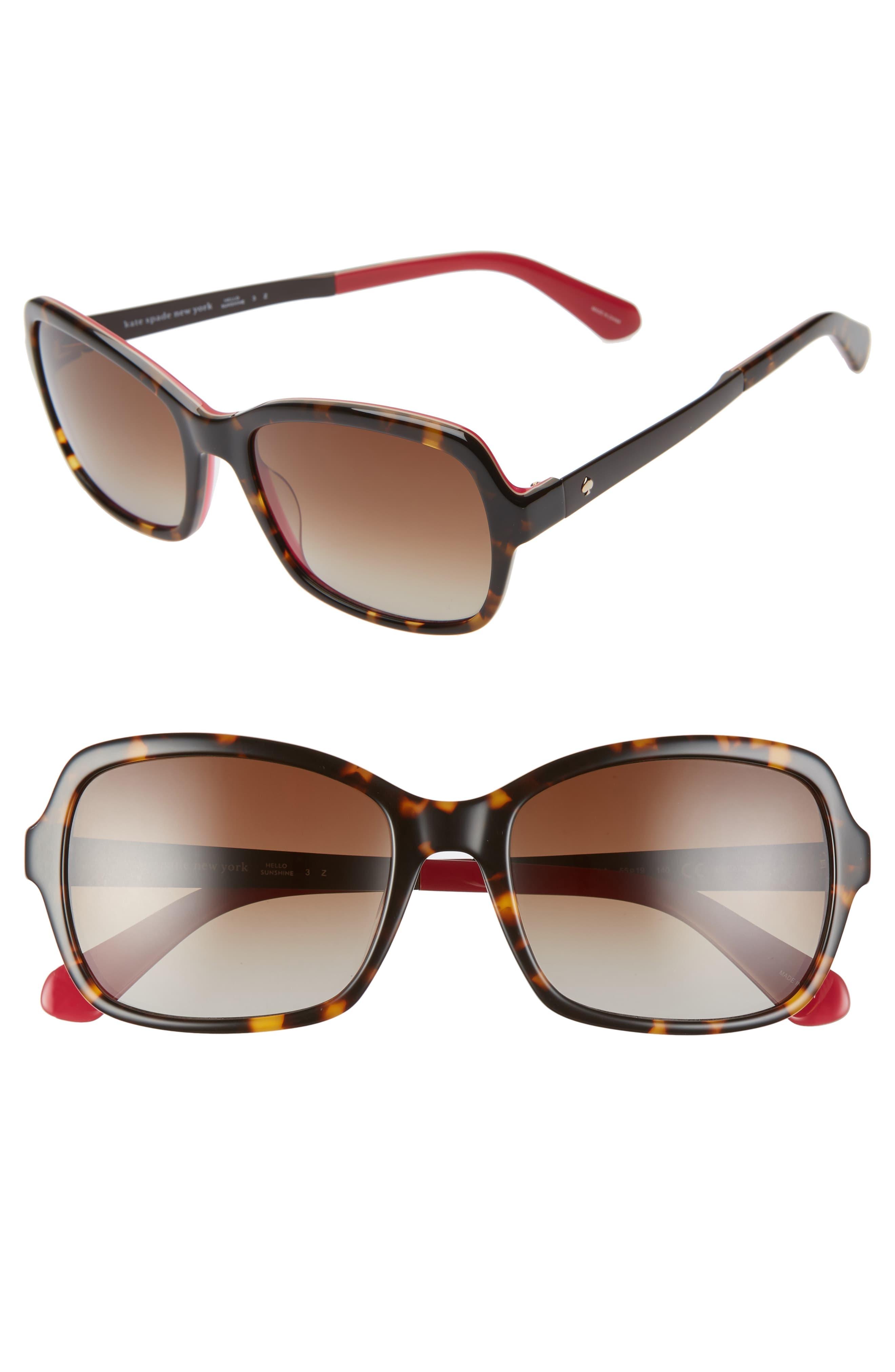 Kate Spade 55mm Polarized Sunglasses Havana Pink/ Brown