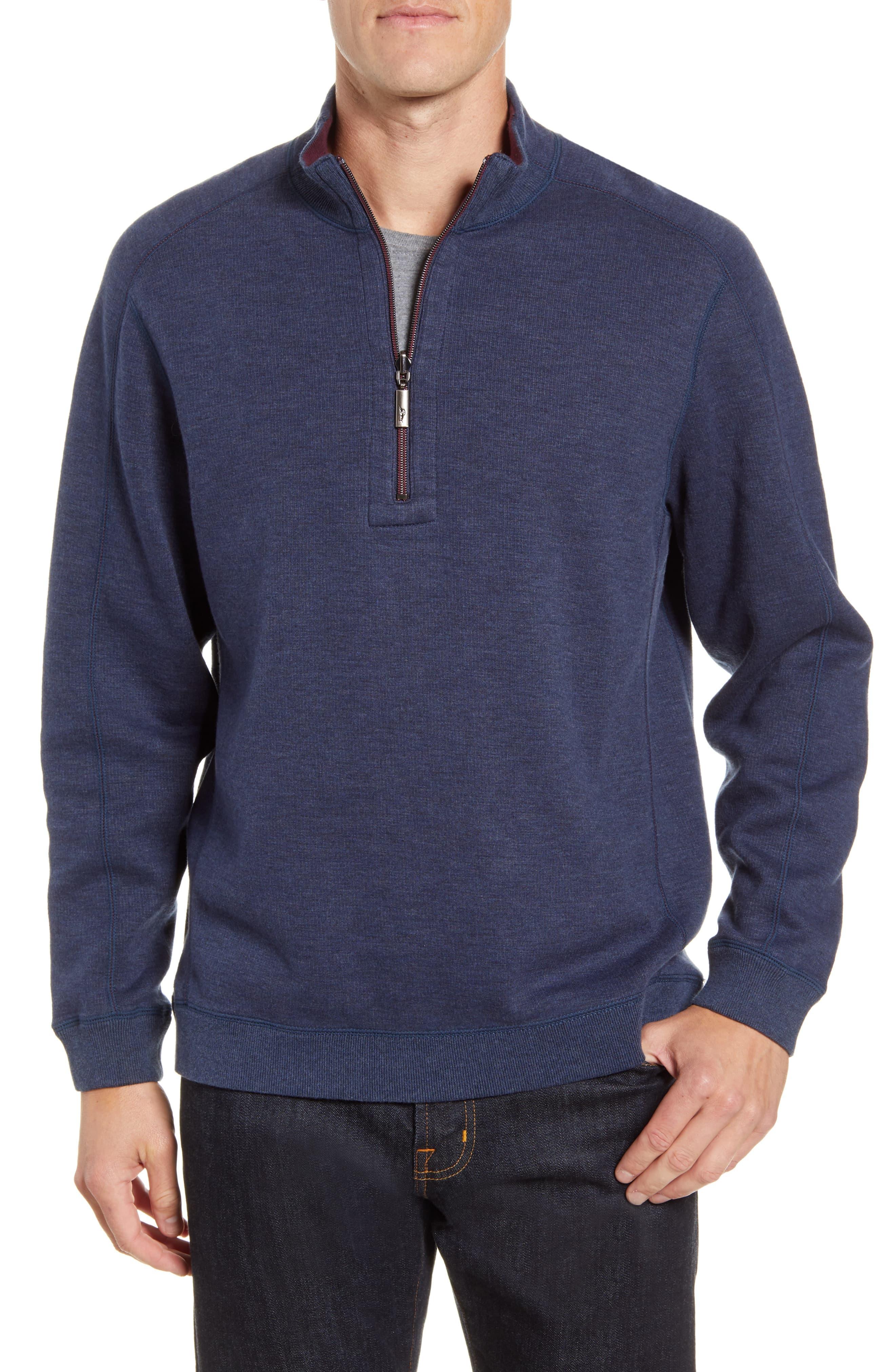 Tommy Bahama Cotton Flipsider Reversible Quarter-zip Pullover in Blue ...
