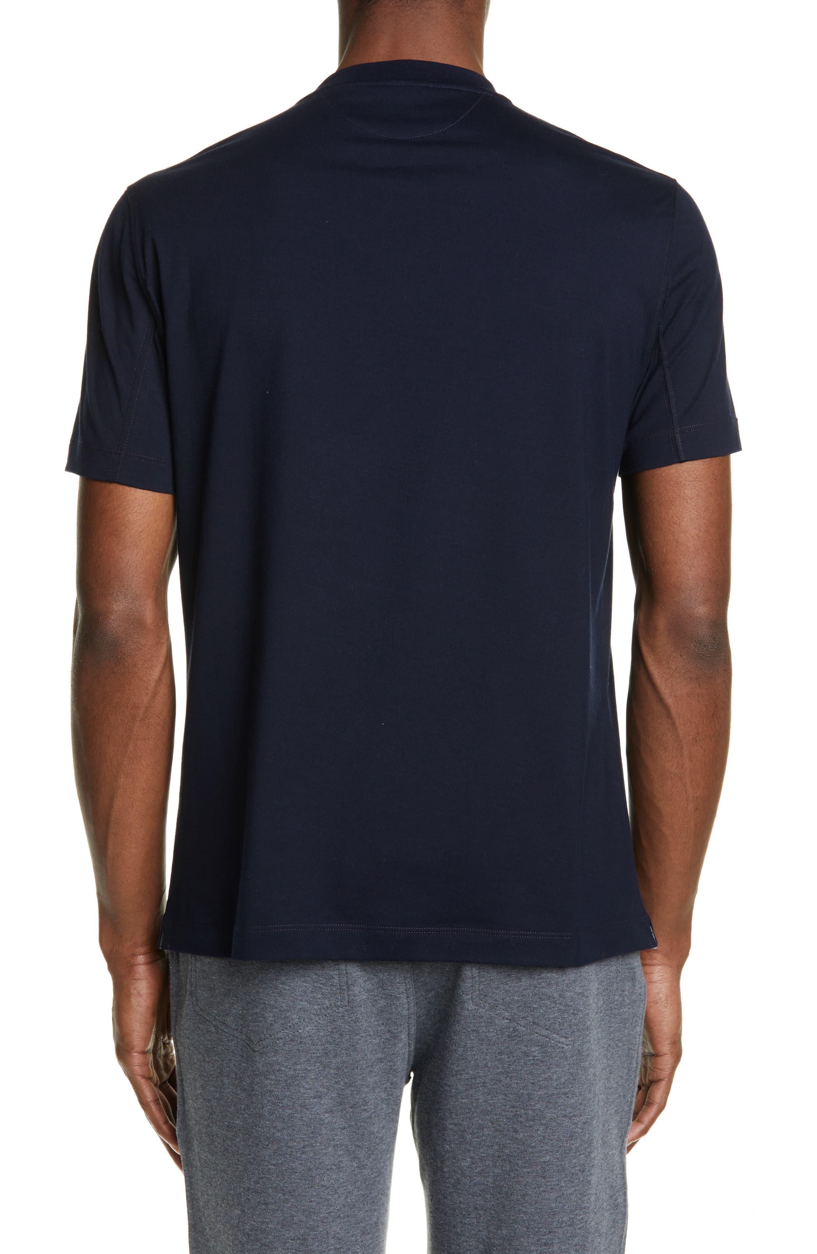 Brunello Cucinelli Cotton Crewneck T-shirt in Navy (Blue) for Men - Lyst