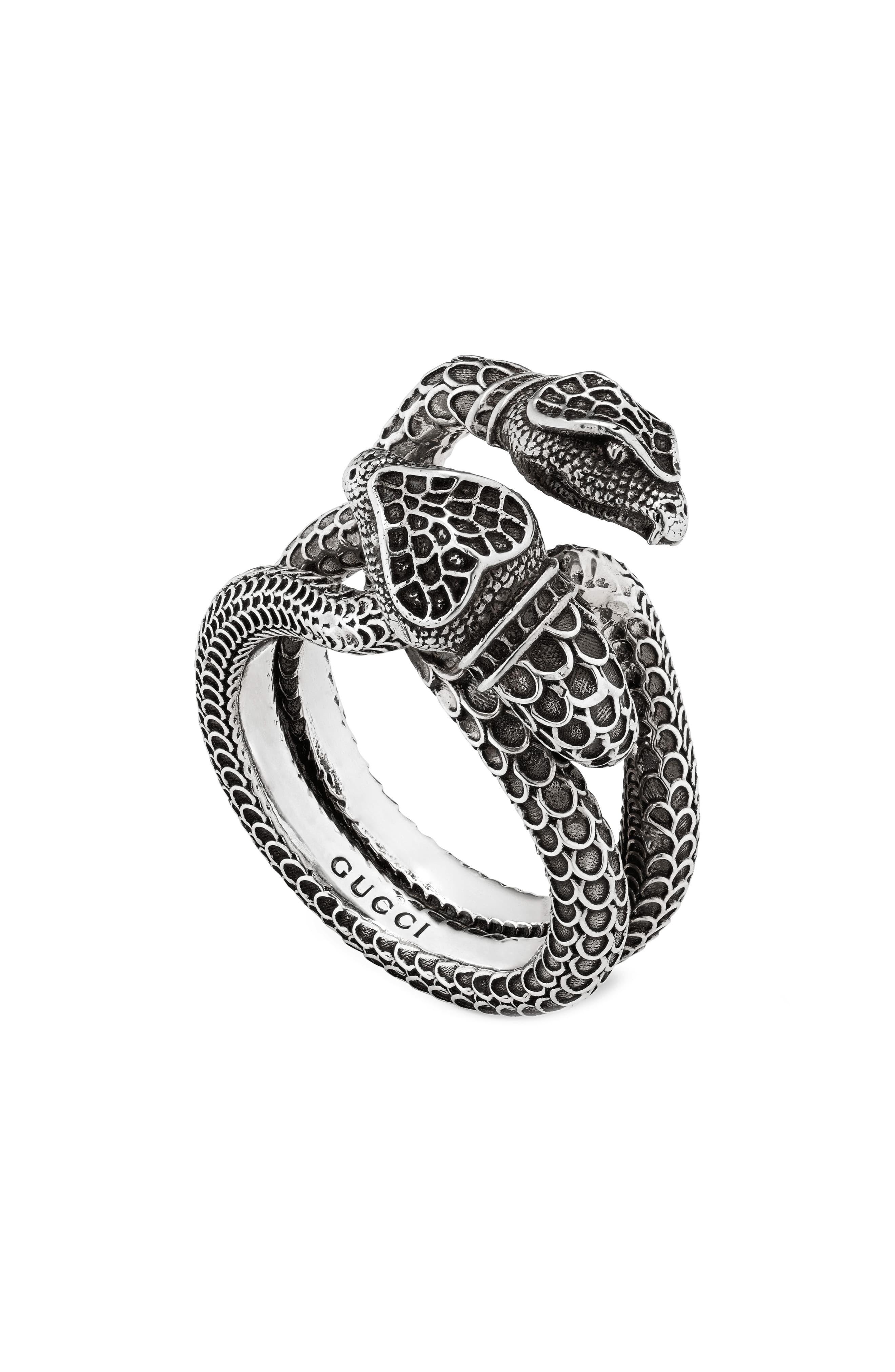 Gucci Double Snake Ring in Sterling Silver (Metallic) - Lyst
