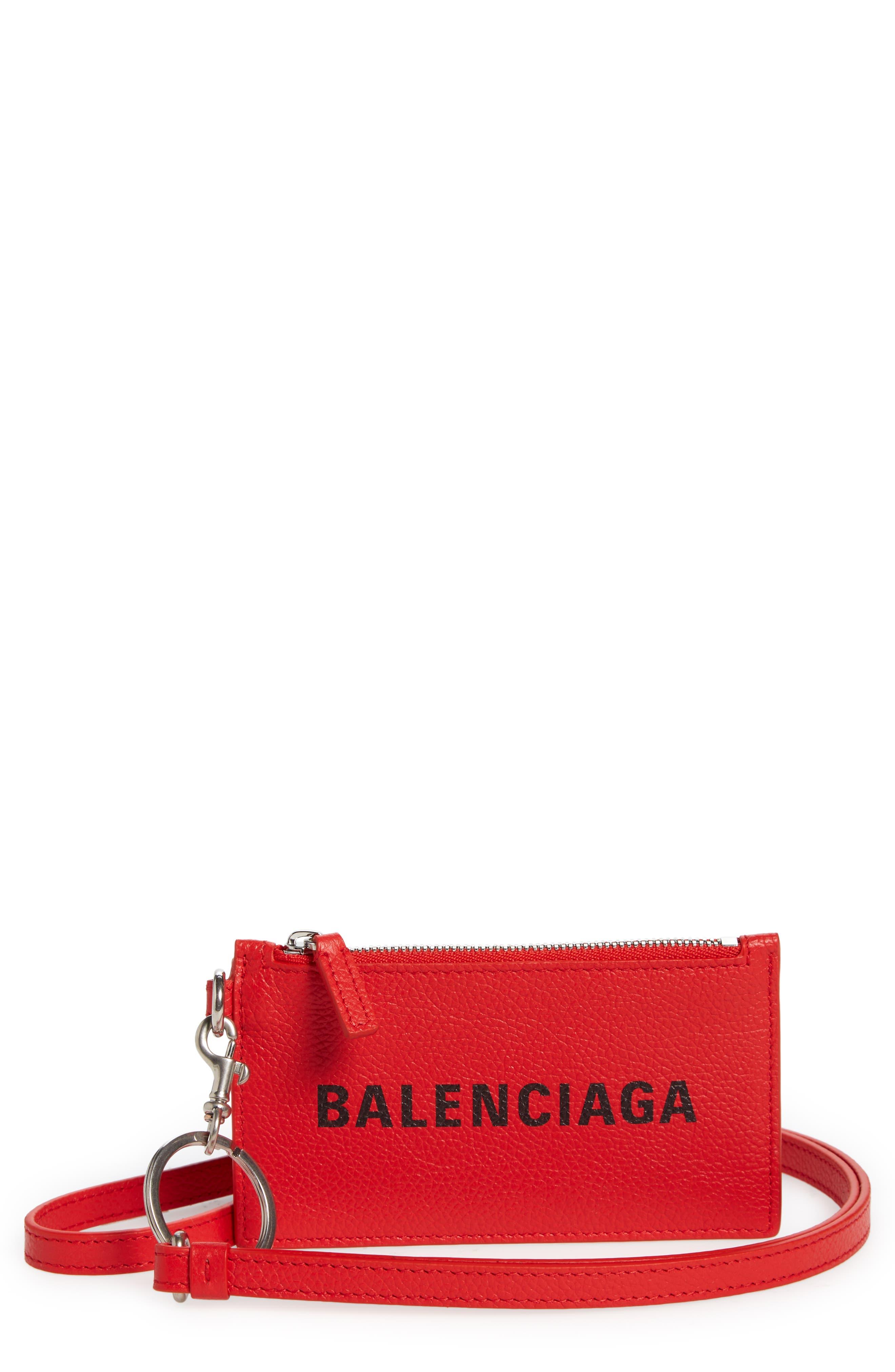 dejligt at møde dig Håndværker udstrømning Balenciaga Logo Leather Keyring Pouch in Red for Men | Lyst