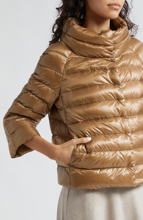 Herno Sofia Iconic Down Crop Puffer Jacket in Brown | Lyst