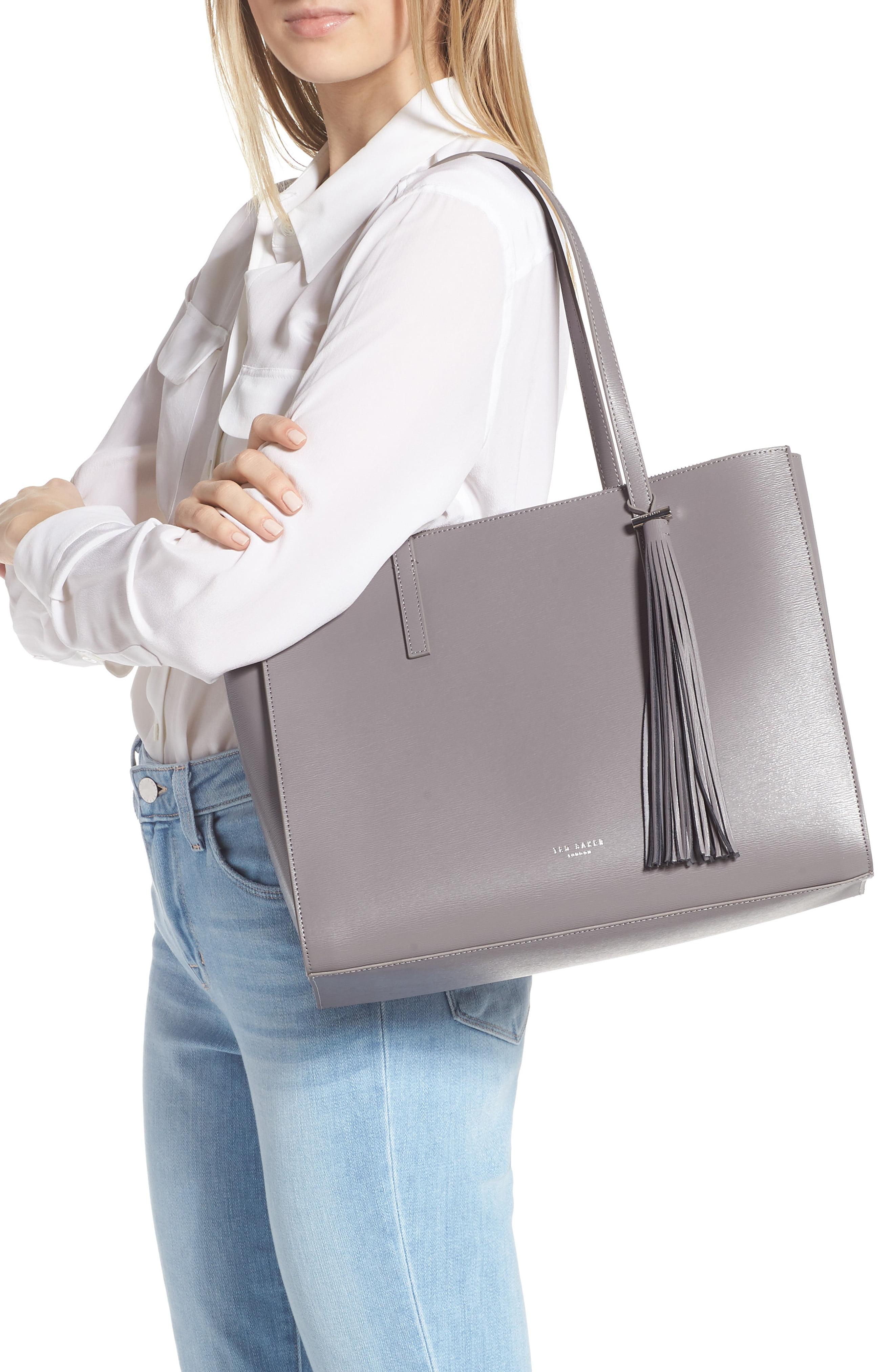 Ted Baker Large Narissa Leather Tote in dk-Grey (Gray) - Lyst