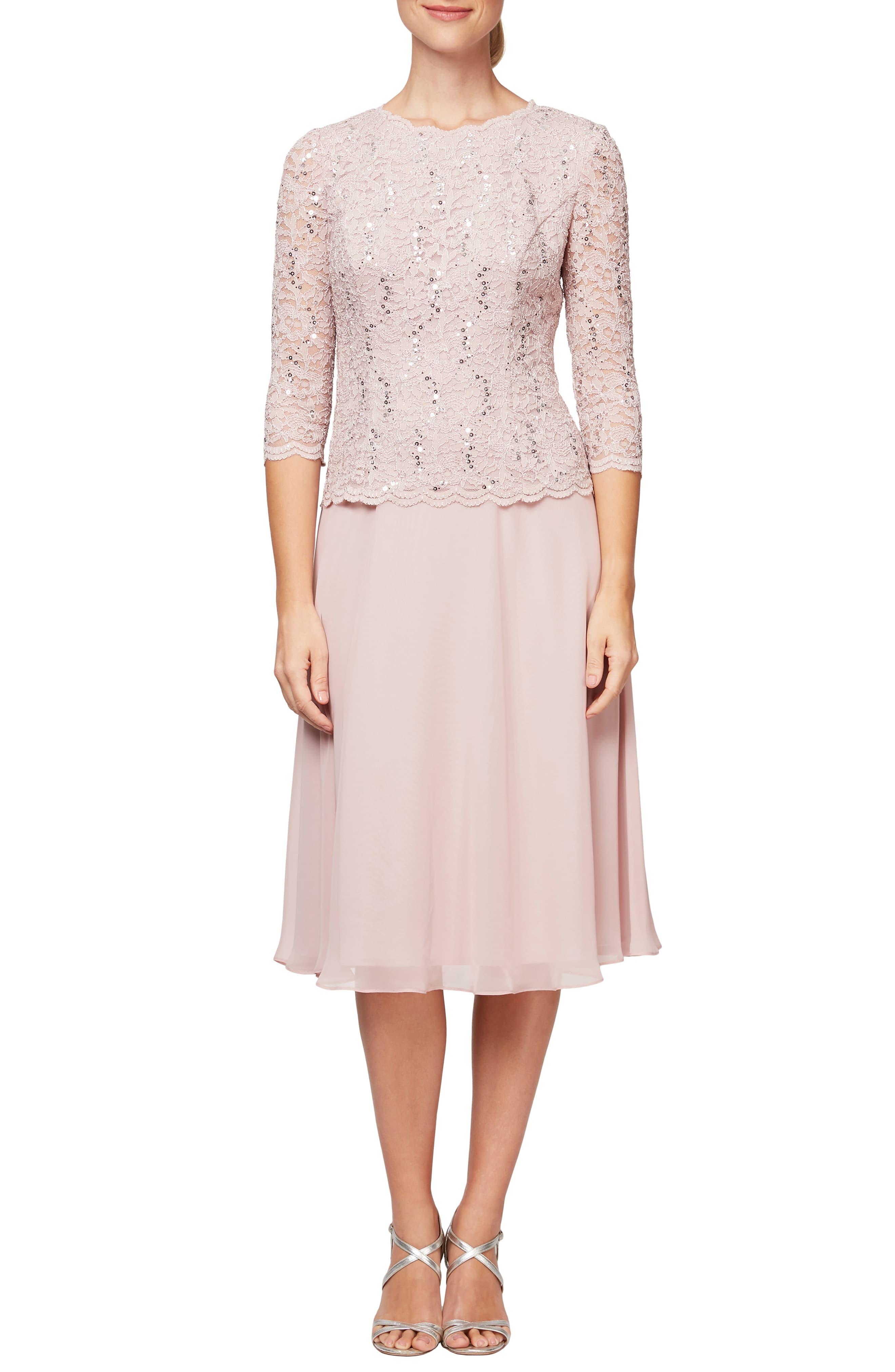 Download Alex Evenings Lace Mock Two-piece Cocktail Dress in Shell ...