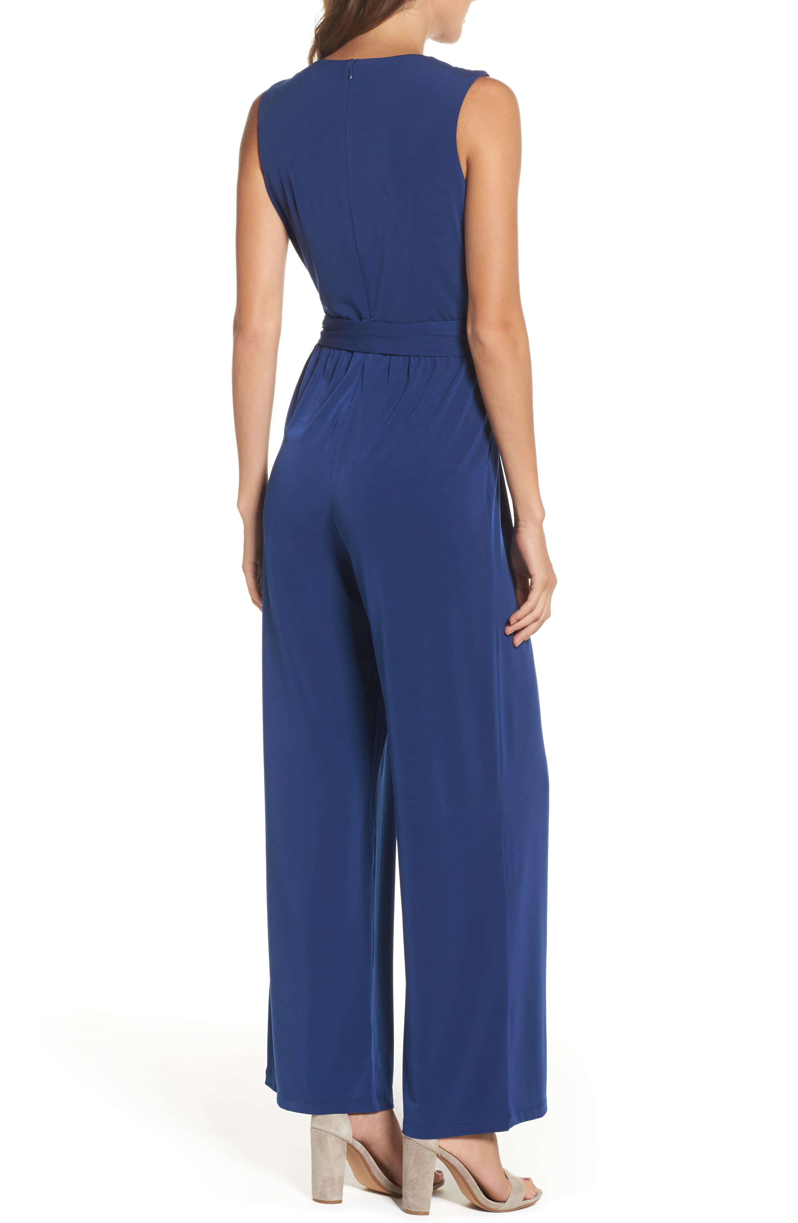 vince camuto faux wrap jersey jumpsuit