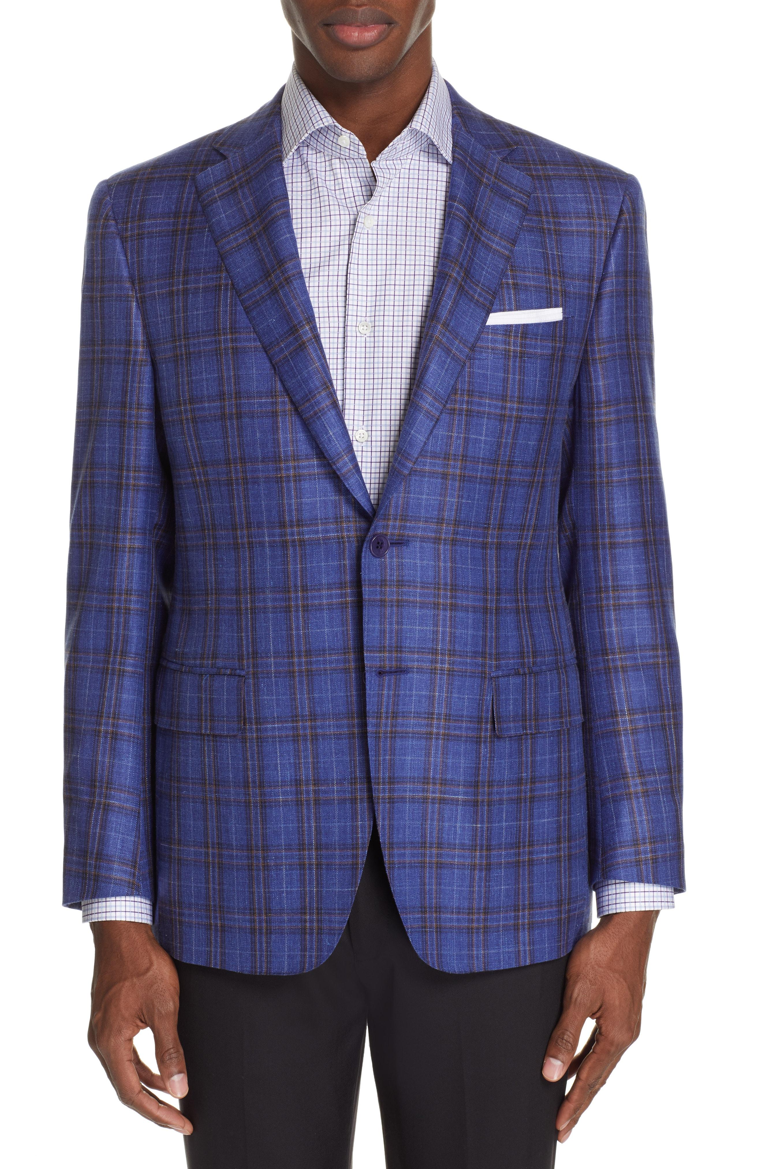 Lyst Canali Siena Classic Fit Plaid Wool Blend Sport Coat in Blue for Men
