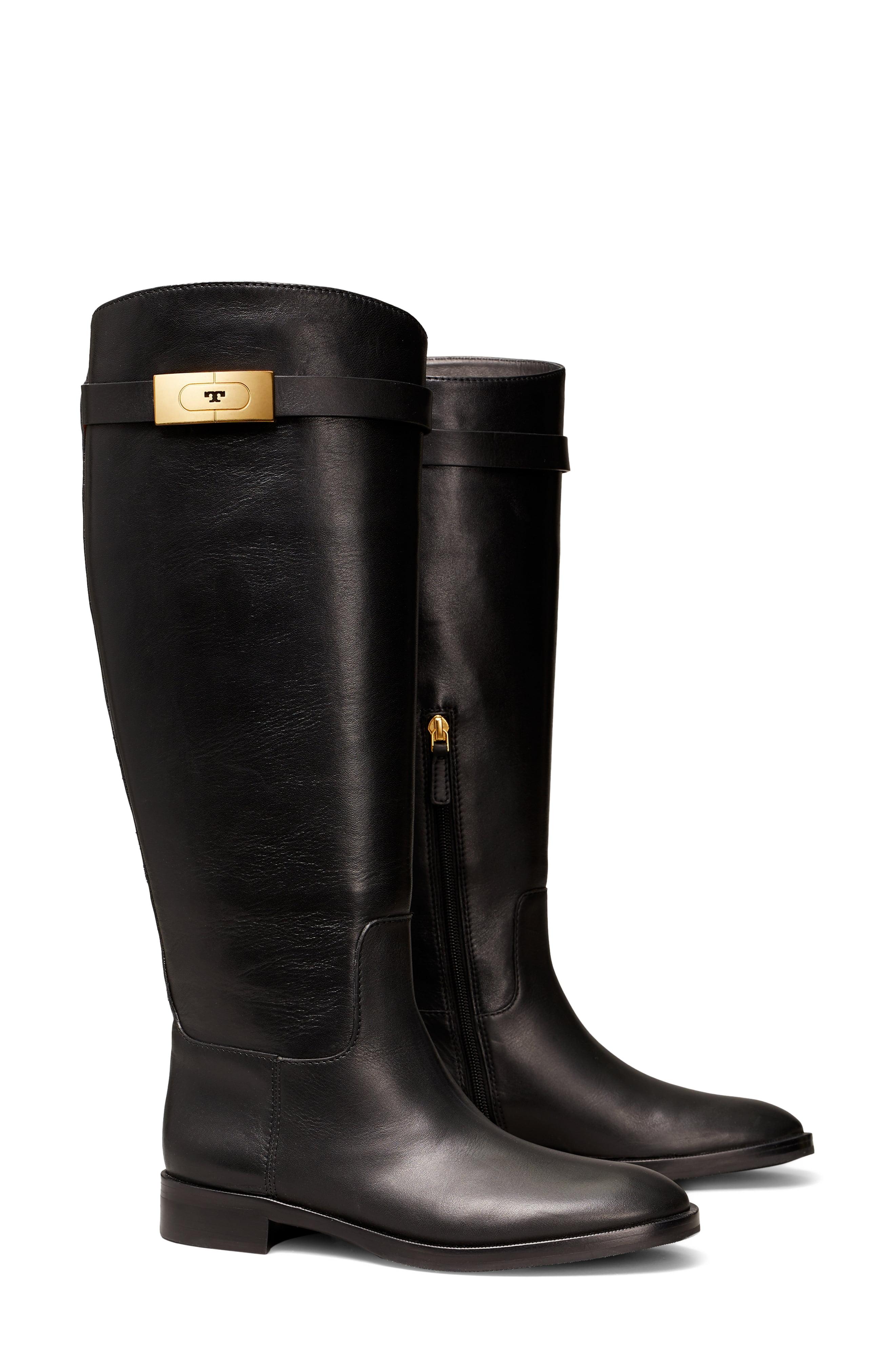 Tory Burch Leather T-hardware Riding Boot in Black - Lyst