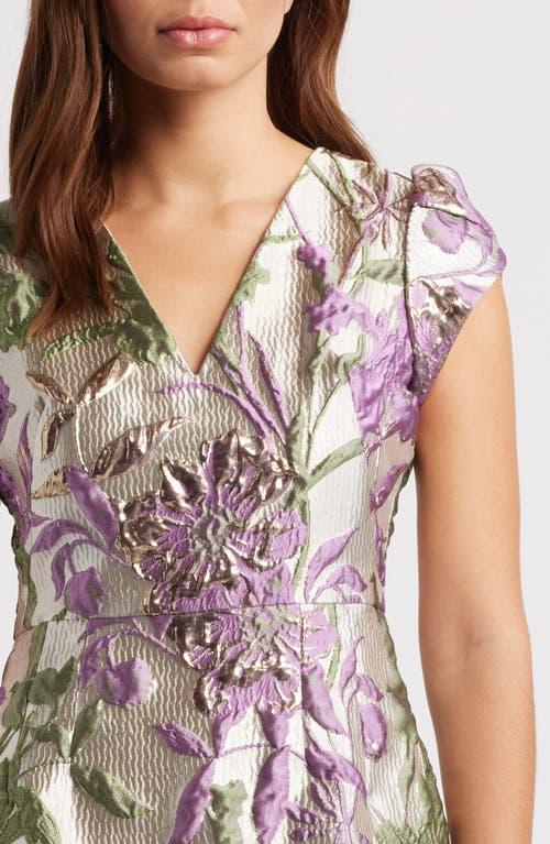 Vince Camuto Metallic Floral Jacquard A-Line Dress in Purple Lyst