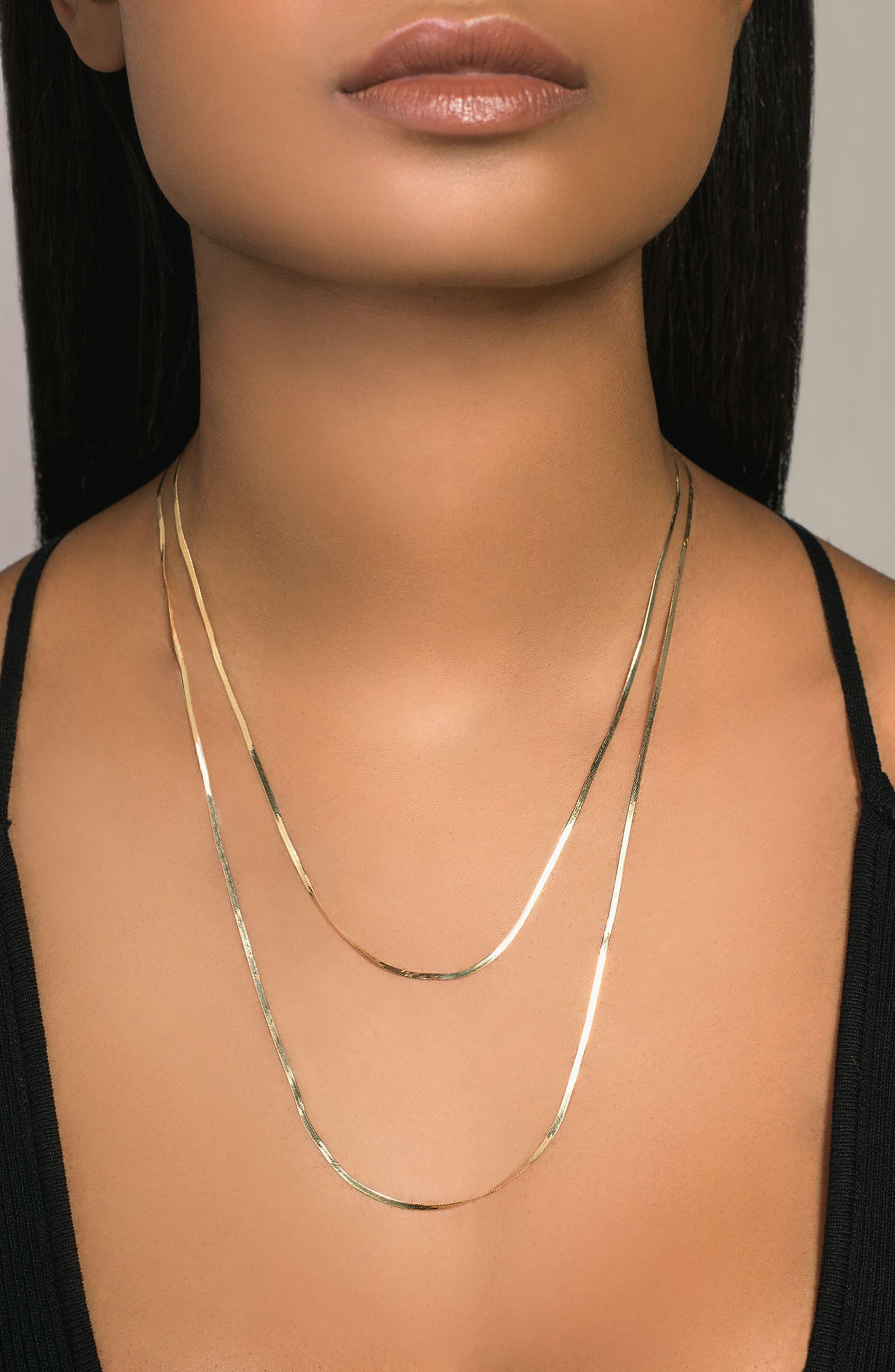 Lana Jewelry Casino Herringbone Layered Necklace in Yellow Gold