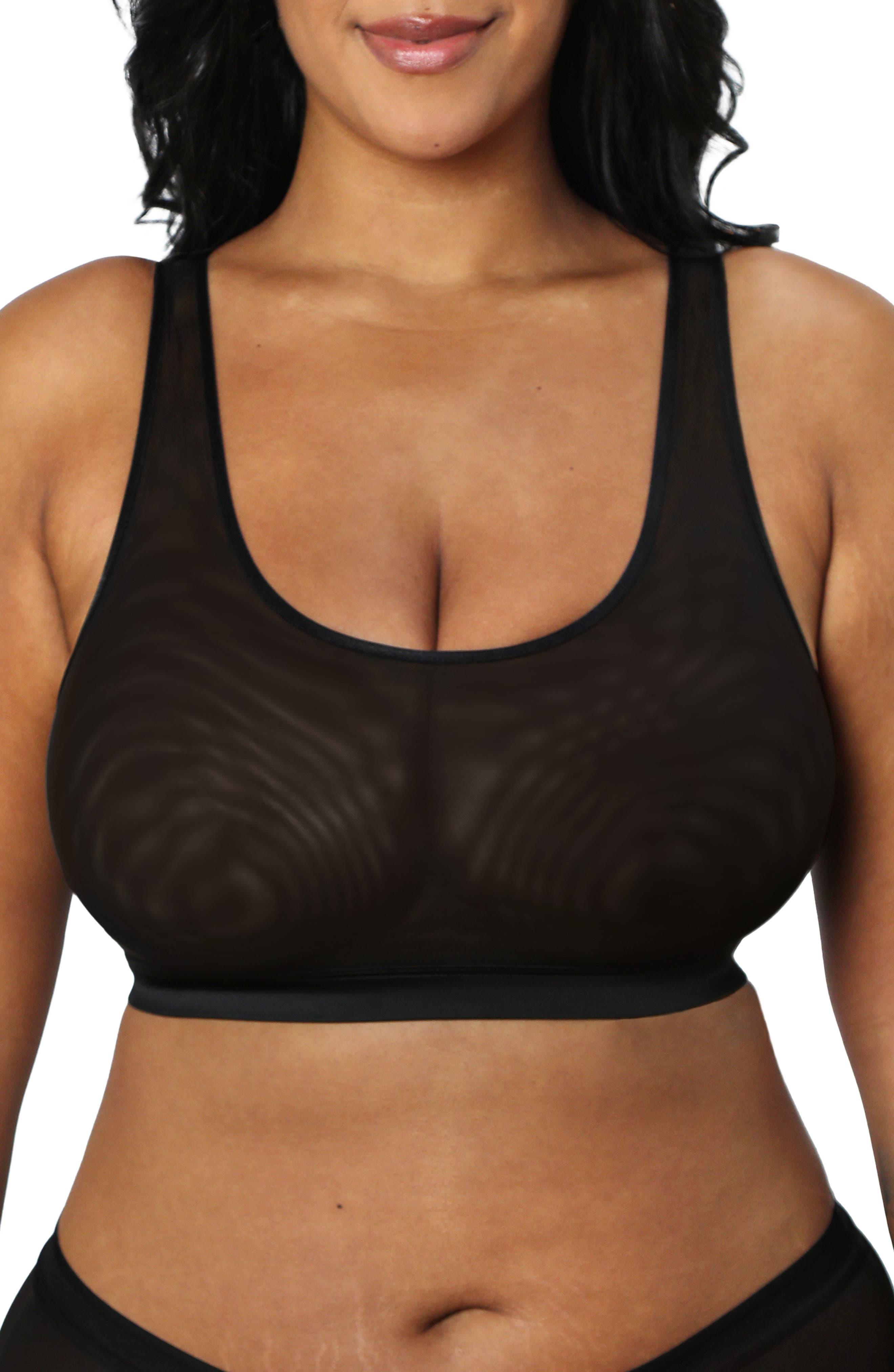 Curvy Couture Sheer Mesh Crop Bralette in Black | Lyst