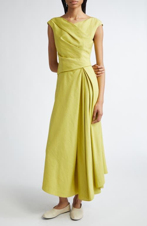 Lafayette 148 New York Wrap Front Silk & Linen Dress in Yellow | Lyst