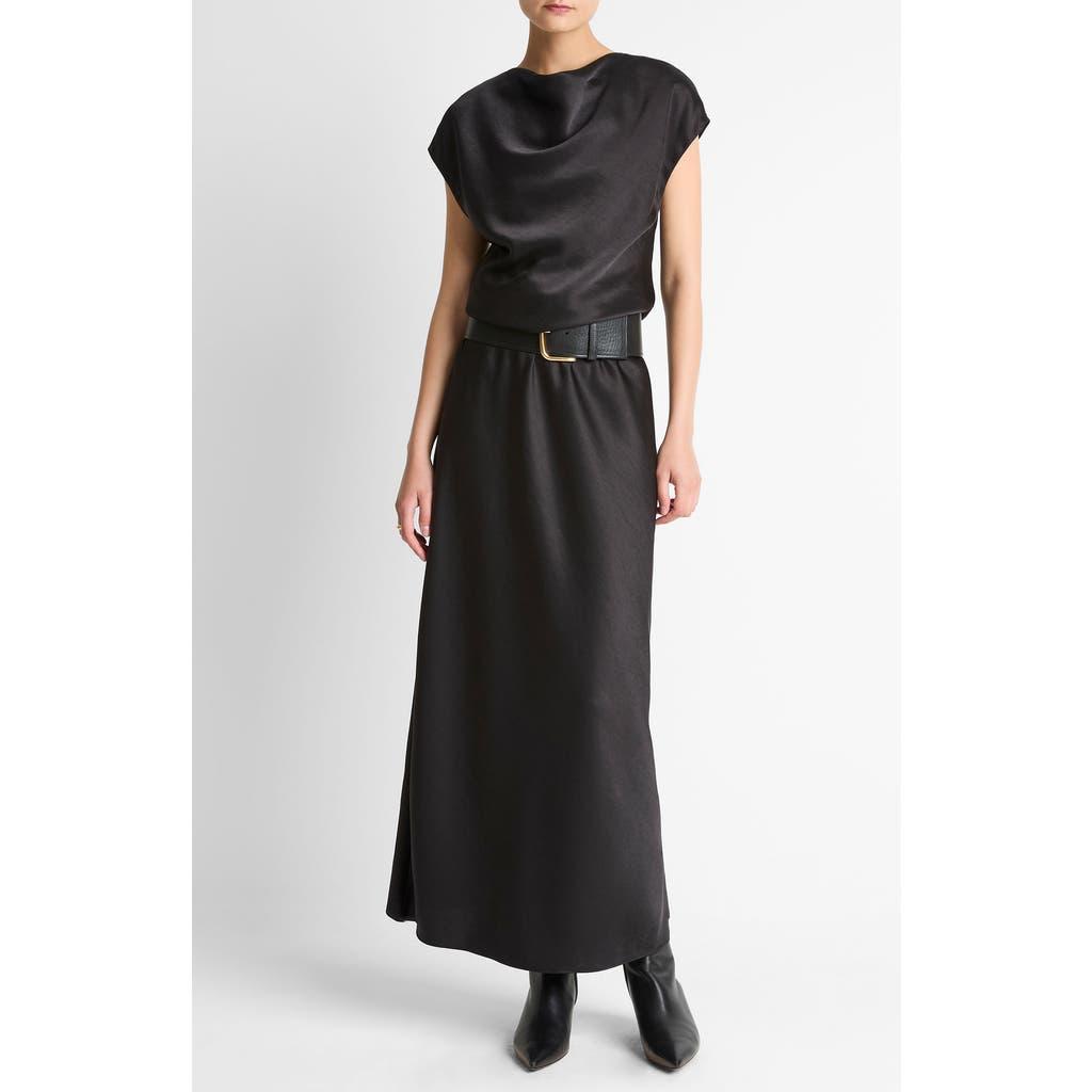 vince draped silk panel midi dress Vince, Draped Wool-Blend Midi Dress, Women, Black, L, Dresses, Wool