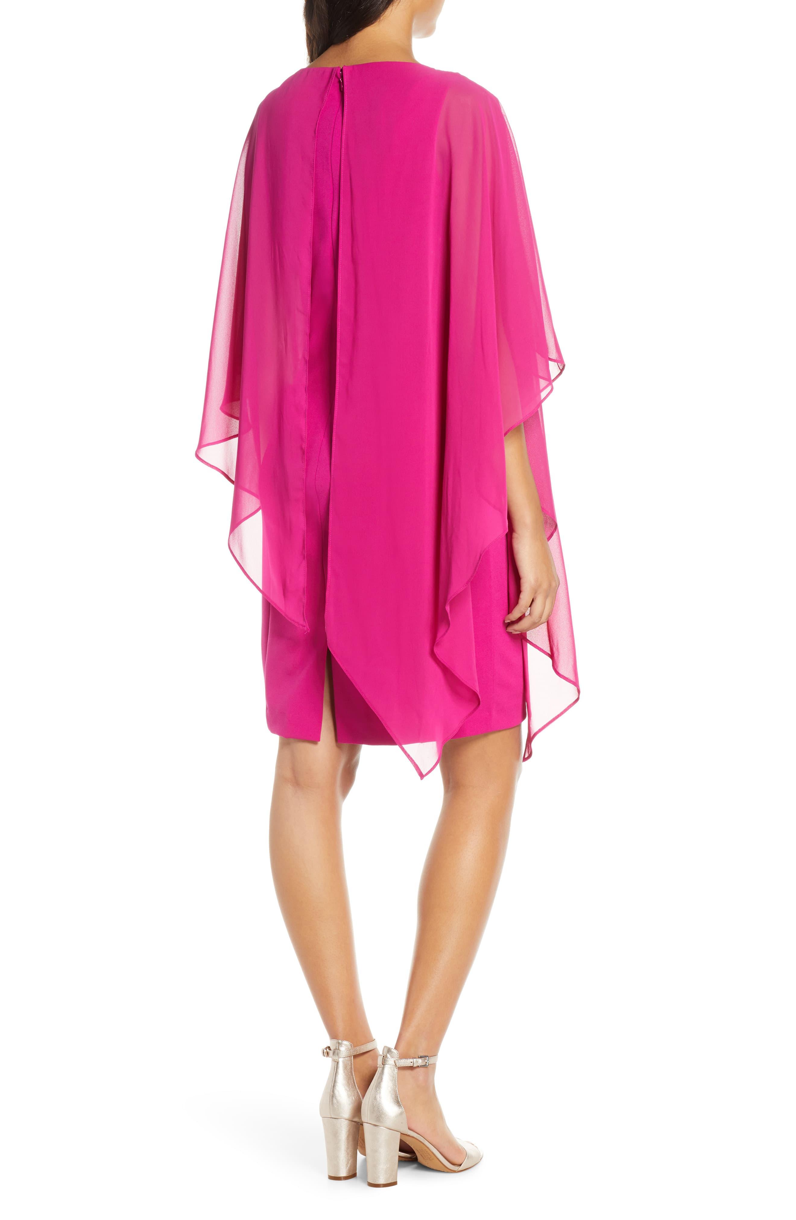 eliza j chiffon cape cocktail dress