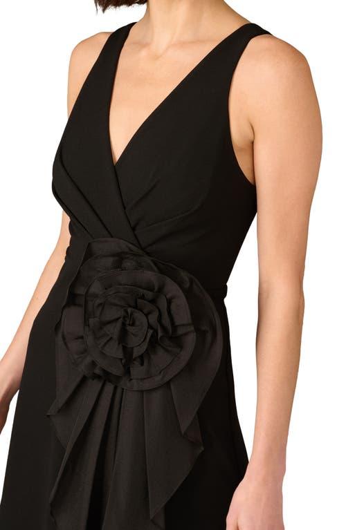 Aidan Mattox by Adrianna Papell Floral Detail Crepe Cocktail Dress in Black  | Lyst
