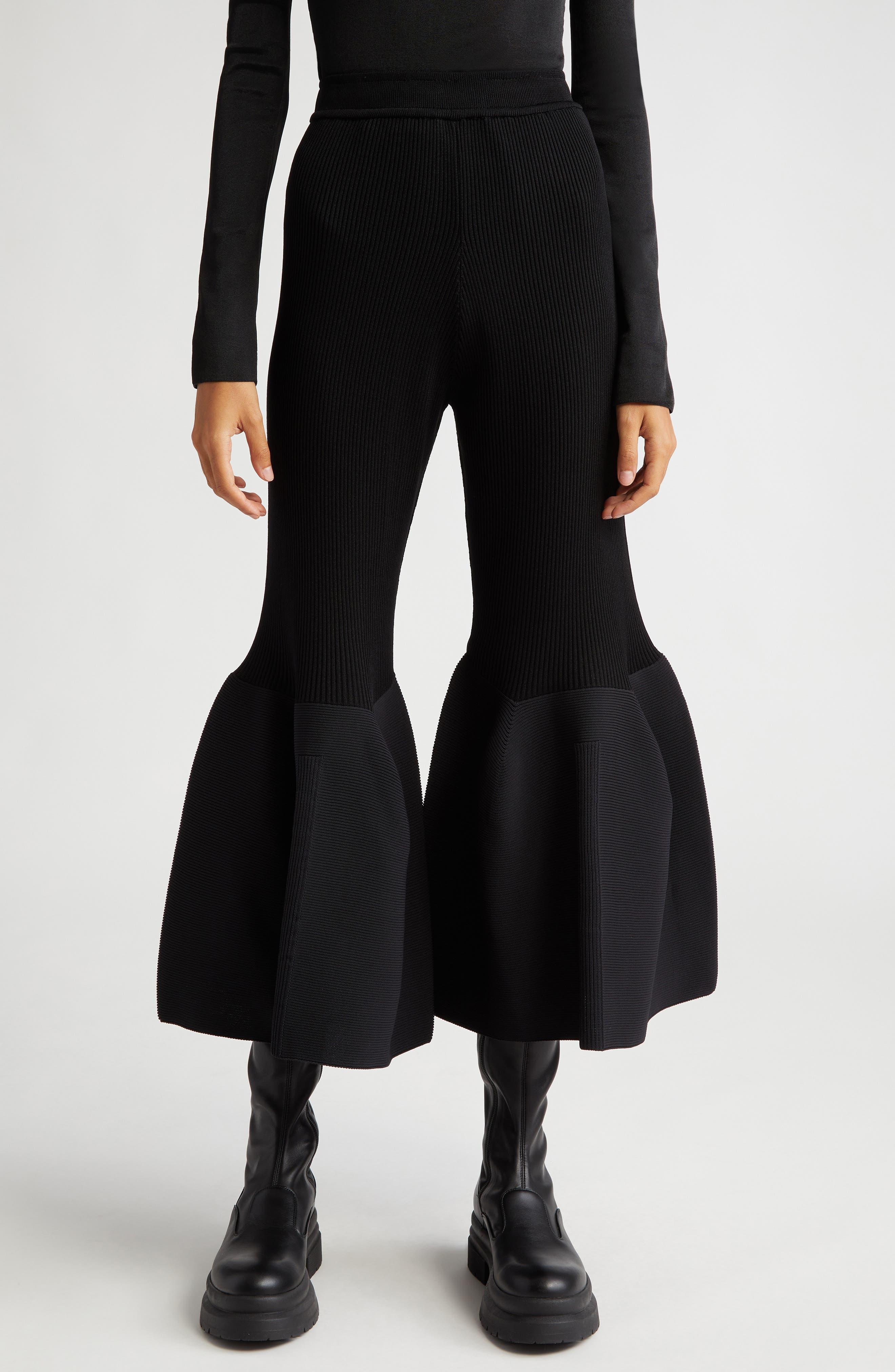 CFCL Pottery Crop Bell Bottom Knit Pants in Black | Lyst
