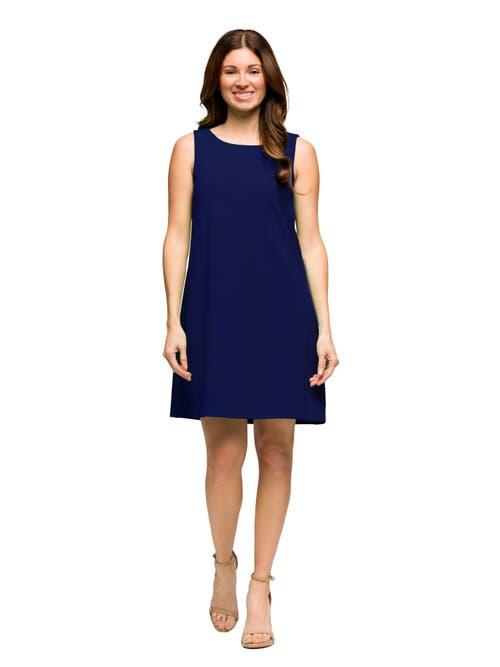 24seven Comfort Apparel Solid Color Sleeveless Mini Shift Dress in