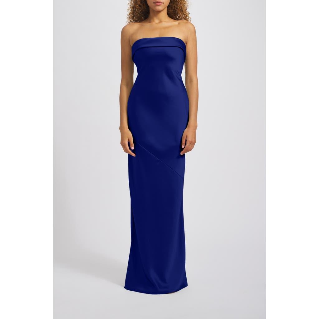 knee length dresses for ladies NWT AMSALE Black Faille Foldover Strapless Fit & Flare Midi Dress P386   Periwinkle Packages