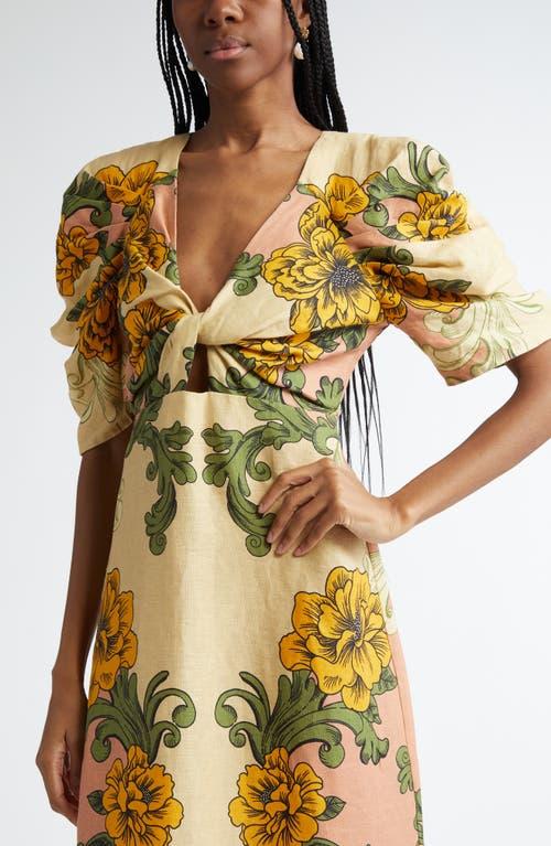 delicate flower arabesques midi dress Farm Rio Women's Delicate Flower Arabesques Short Sleeve Midi Dress