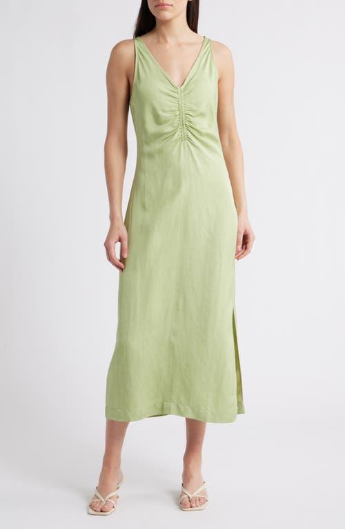 【海外限定】REISSドレス☆Pari Ruched Neck Dress, Green Buy Reiss Green Pari Ruched Sleeveless Midi Dress With Linen