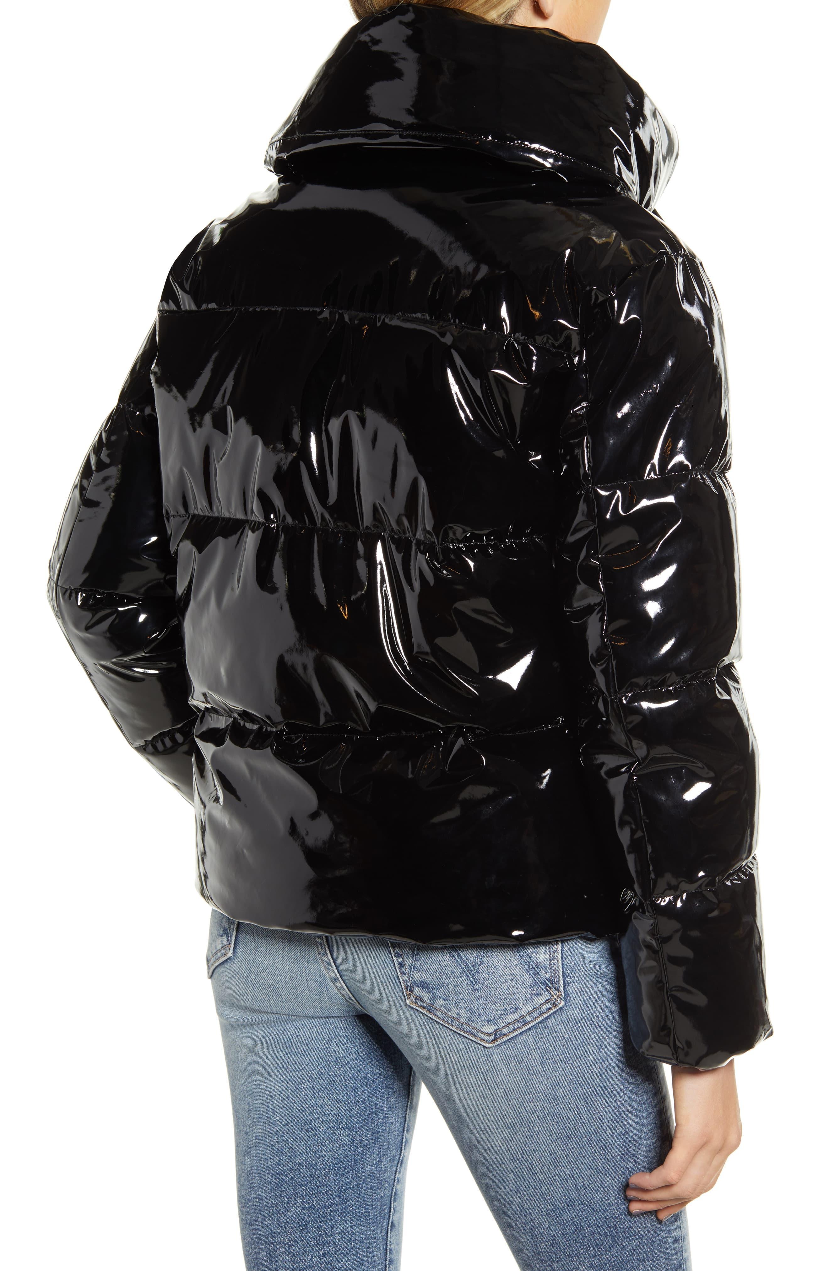 Kendall + Kylie Shiny Vinyl Puffer Coat in Black - Save 16% - Lyst