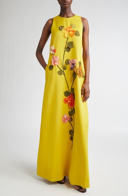 Lela Rose Francie Beaded Floral Appliqu Gown in Yellow | Lyst