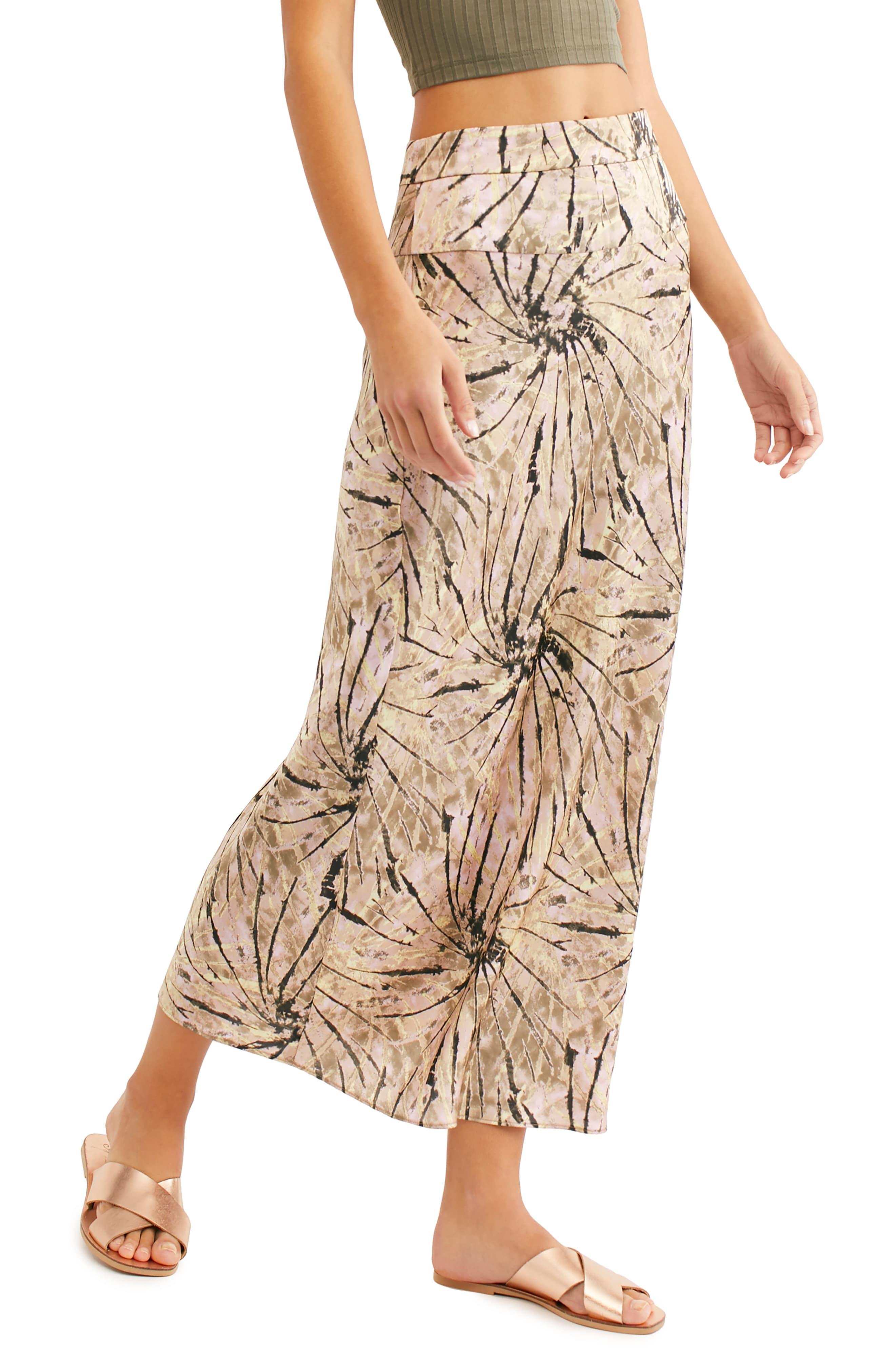 normani leopard print bias cut midi skirt