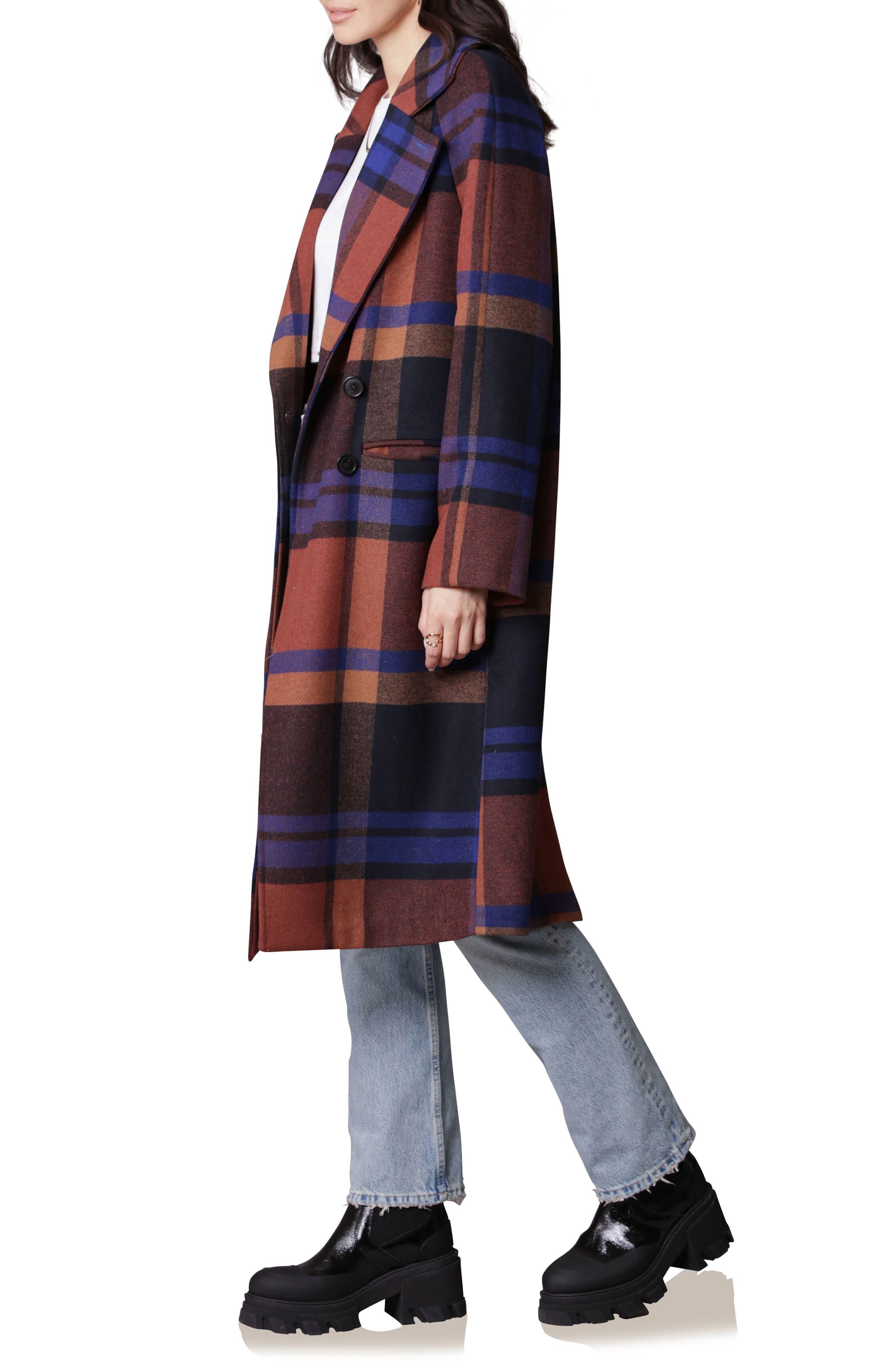 Avec les filles plaid wool cheap coat