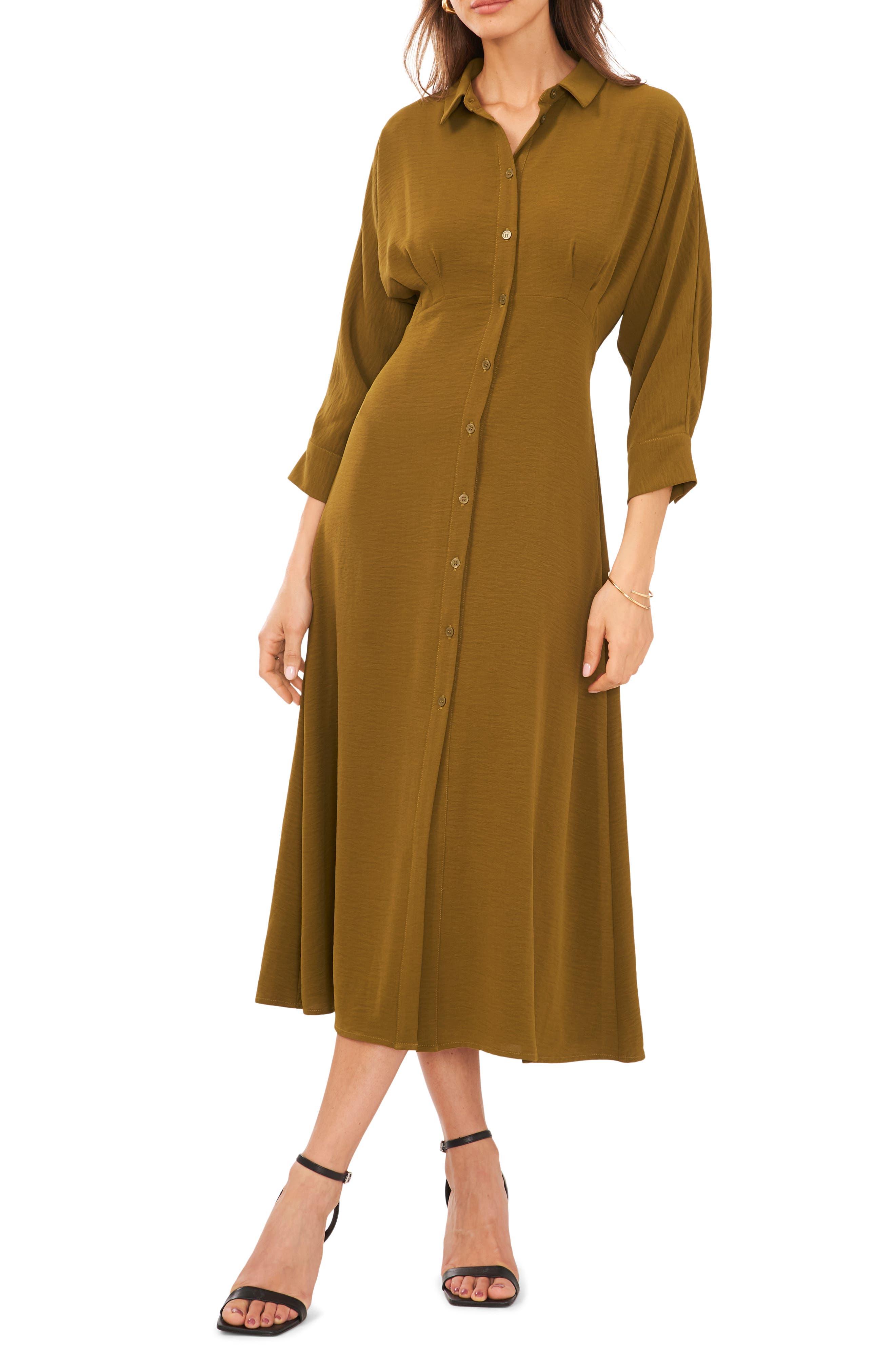 Halogen long sleeve 2025 midi shirtdress