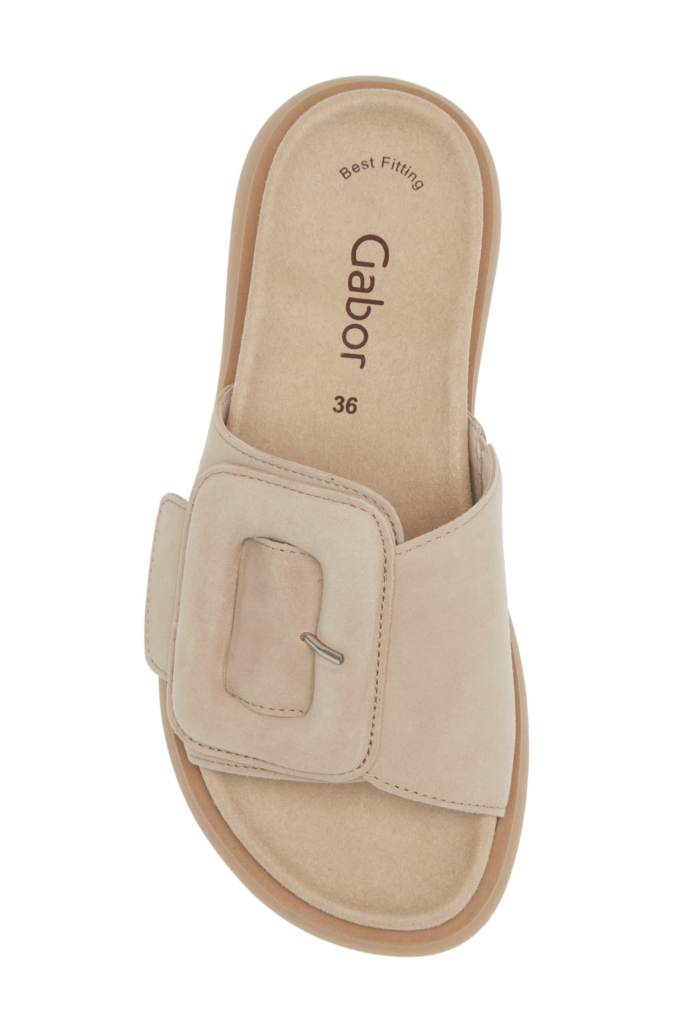 Gabor Oversize Buckle Slide Sandal in Natural | Lyst