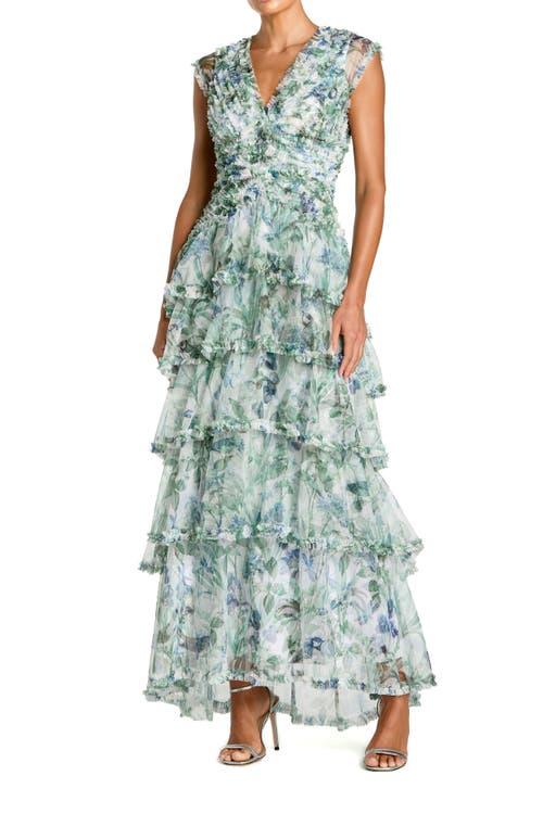 fitted lace wedding dress Mac Duggal 56051 Chiffon A-Line Gown with Slit  Mydressline