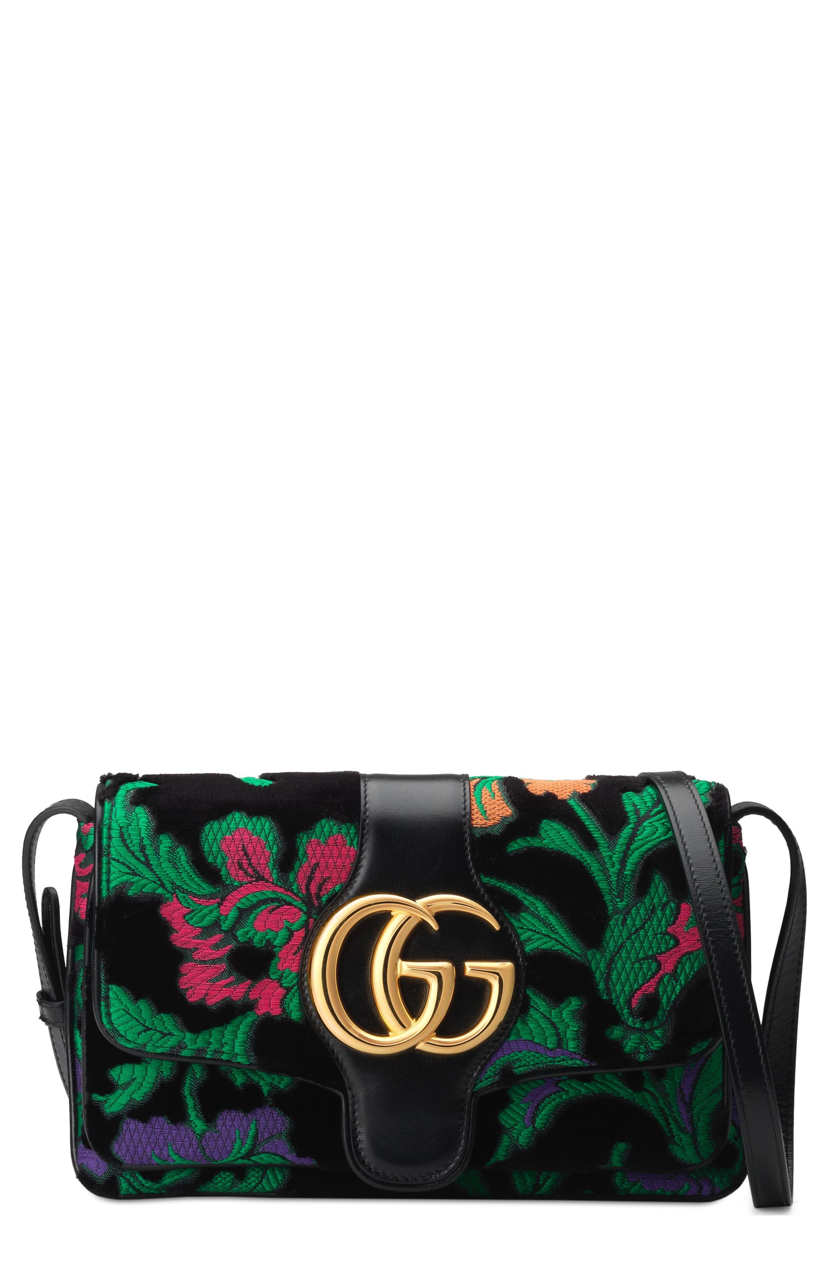 Gucci Arli Small Embroidered Velvet Shoulder Bag in Black Pattern (Black) - Lyst
