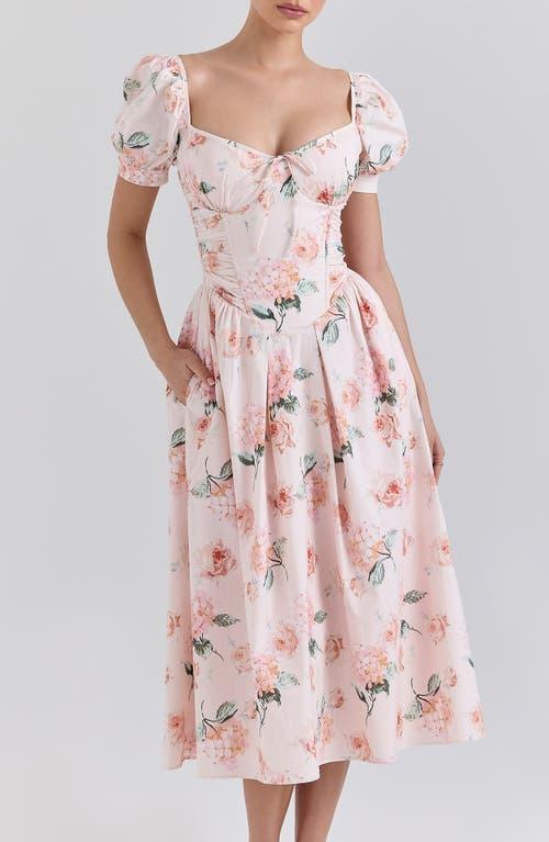 House Of Cb Lulabell Puff Sleeve Midi Dress in Pink Lyst