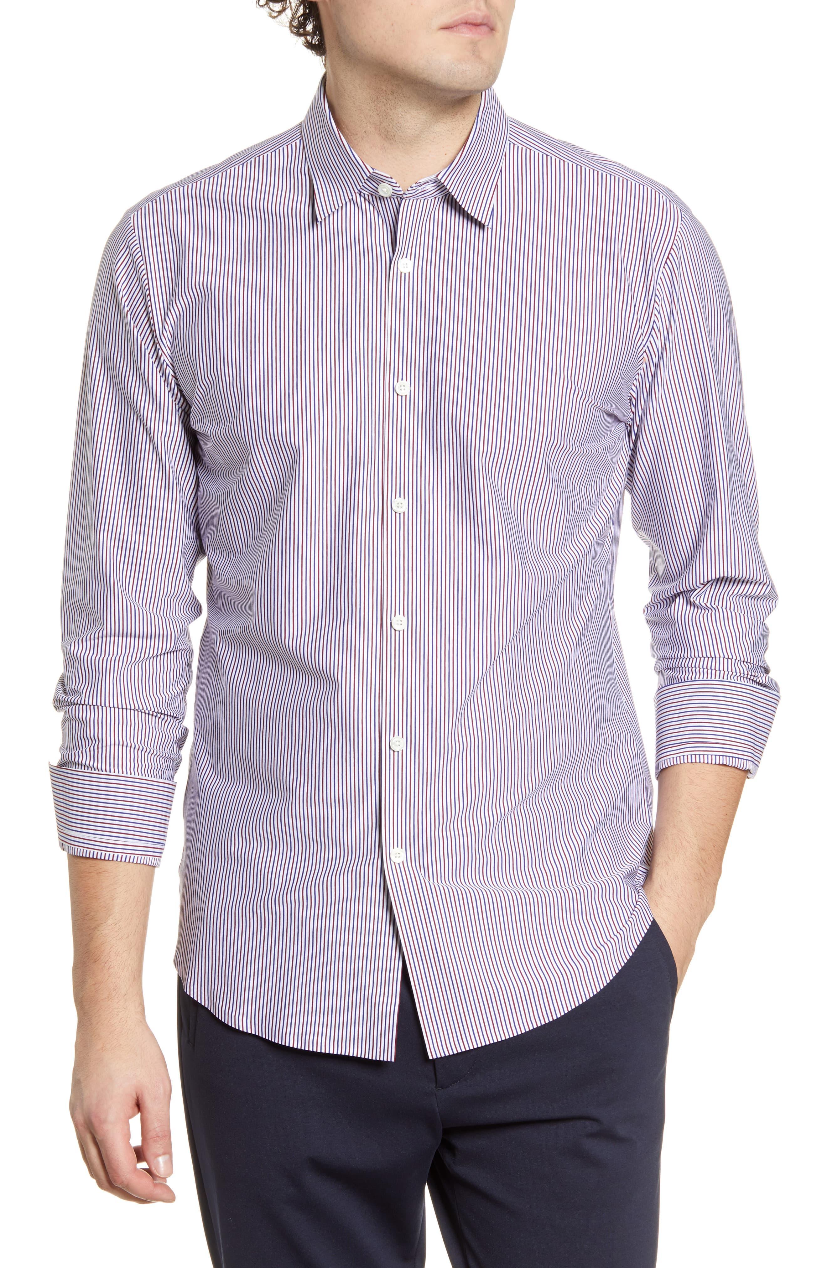 Bugatchi Cotton Stripe Knit Button-up Shirt in Bordeaux (Purple) for ...