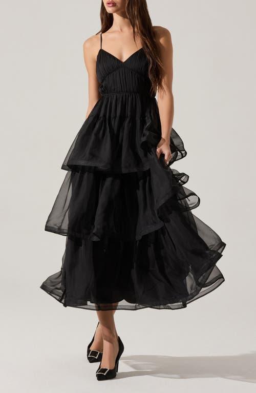 sachin and babi light blue dress Astr Theiria Tiered Ruffle Sleeveless Maxi Dress in Black