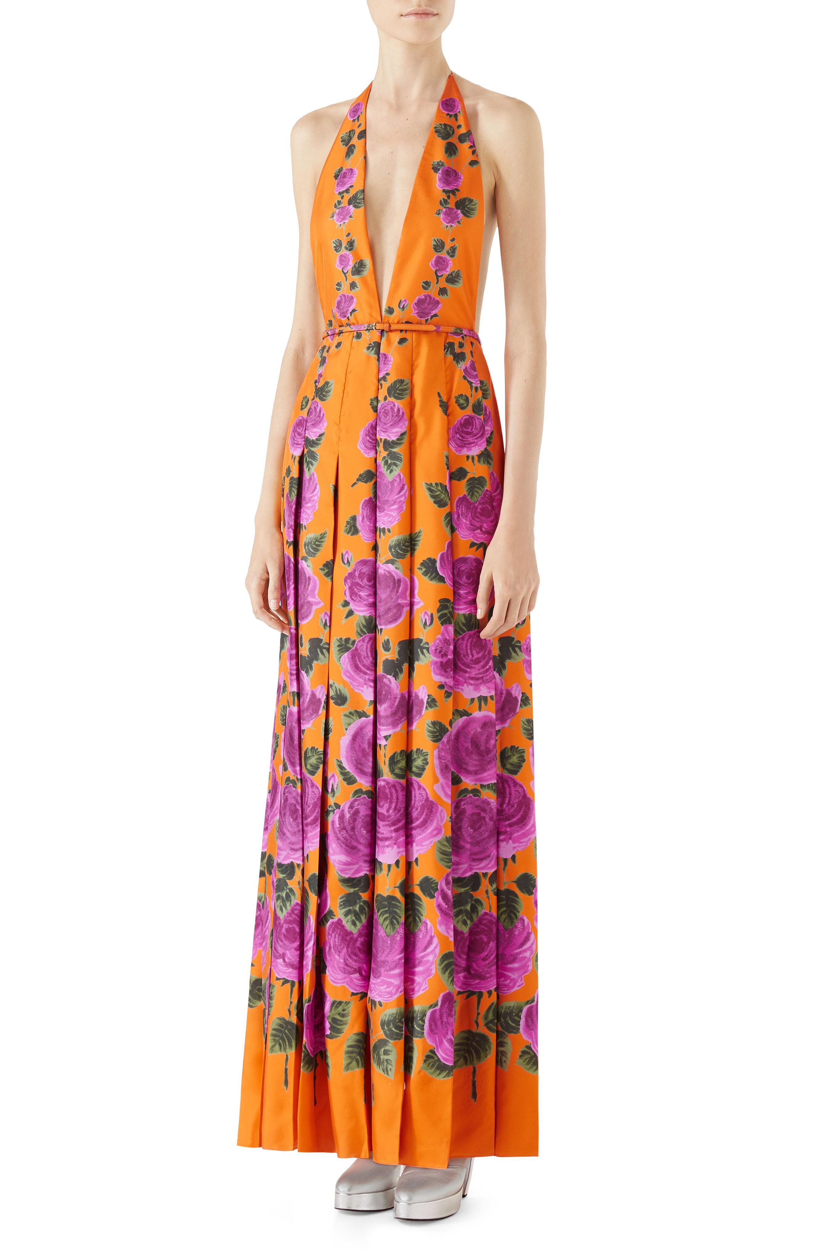silk halter maxi dress