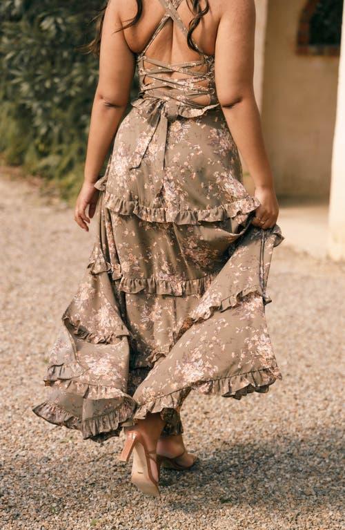 Petal & Pup Lillee Tiered Maxi Dress in Brown | Lyst