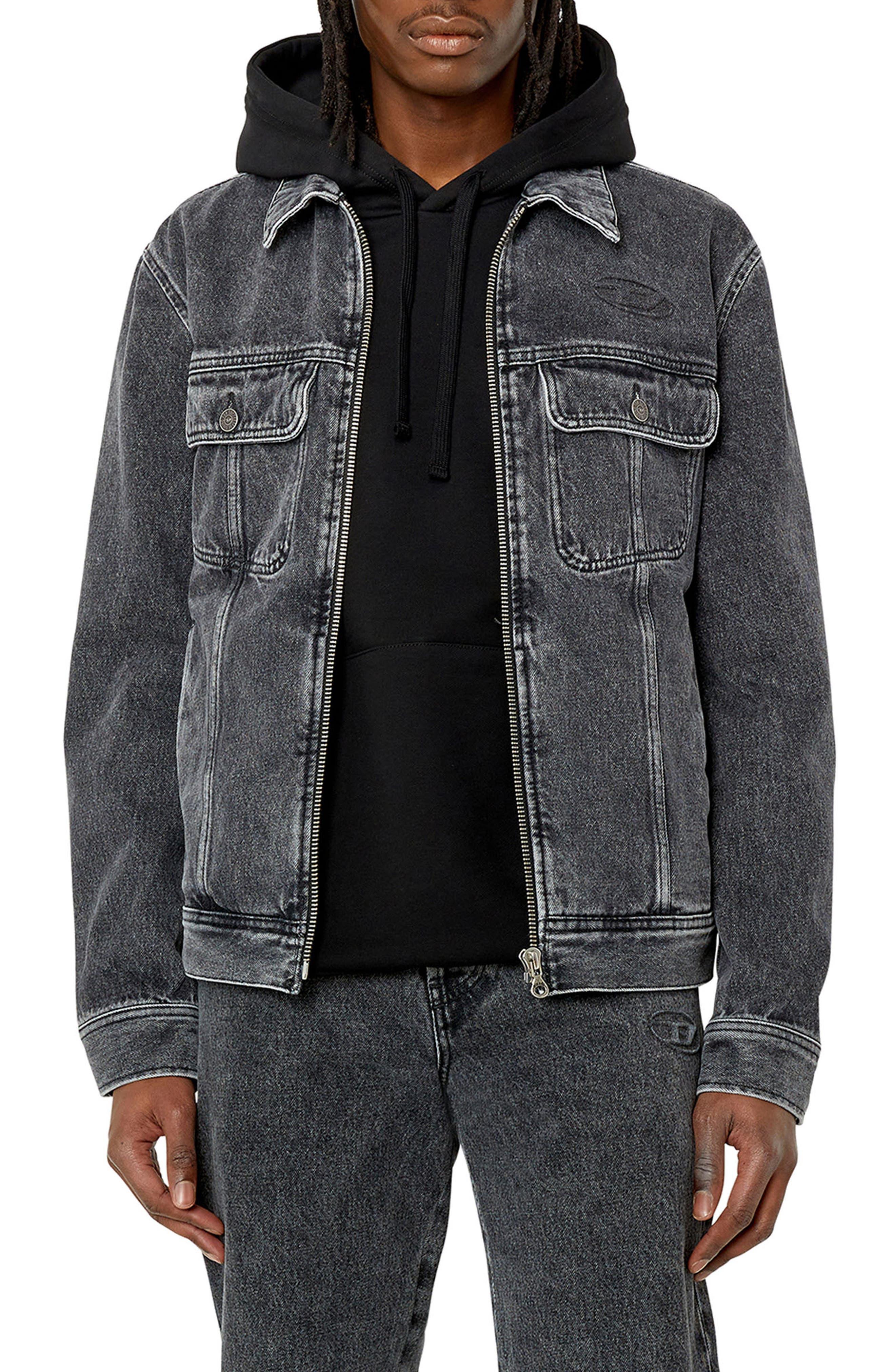 DIESEL Barcy Zip Front Denim Jacket in Black for Men Lyst