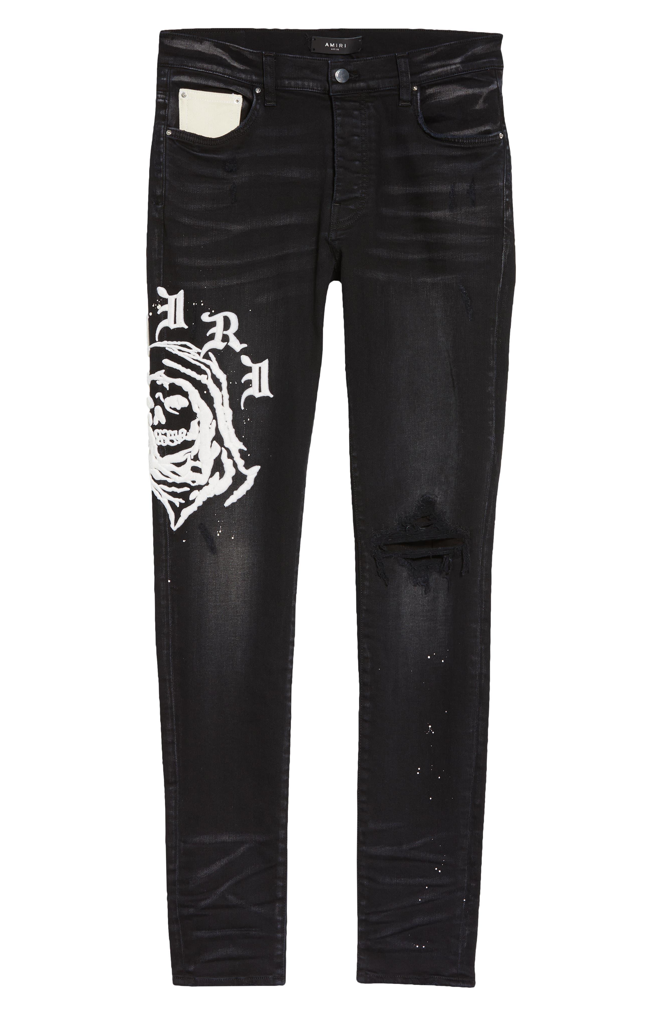 Amiri Denim Wes Lang Reaper Logo Stretch Jeans in Black for Men | Lyst
