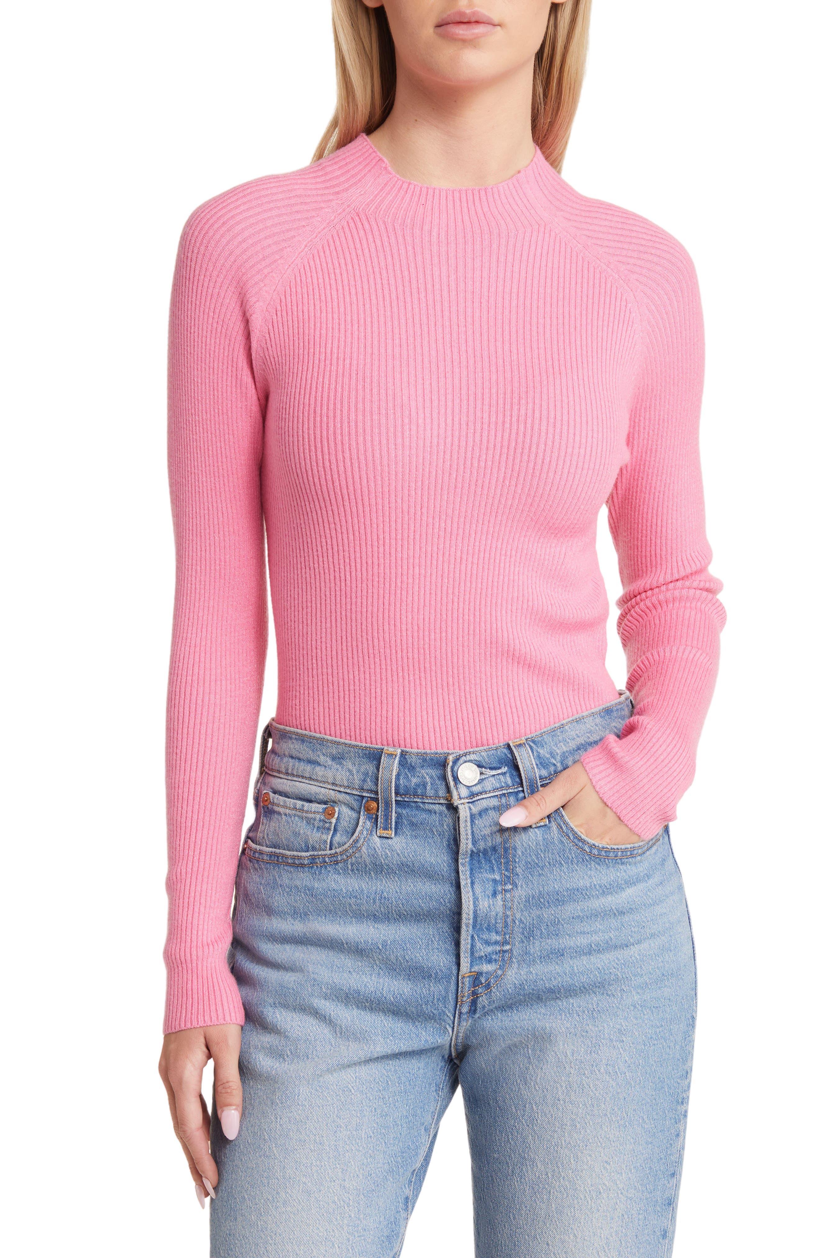 Vero Moda Evie Mock Neck Rib Top in Pink | Lyst
