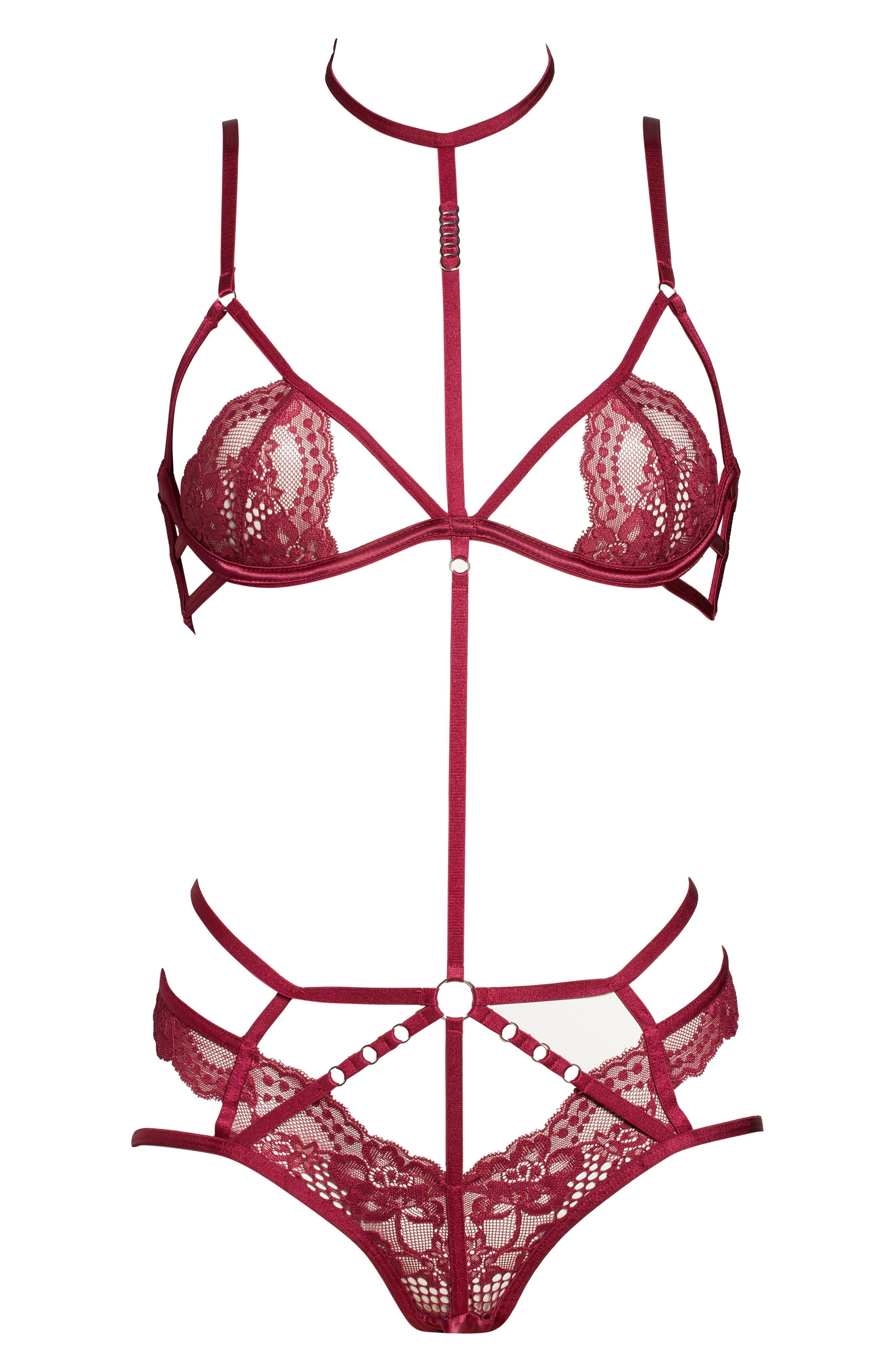 Hunkemöller Luxure Body Lace Strappy Teddy in Red