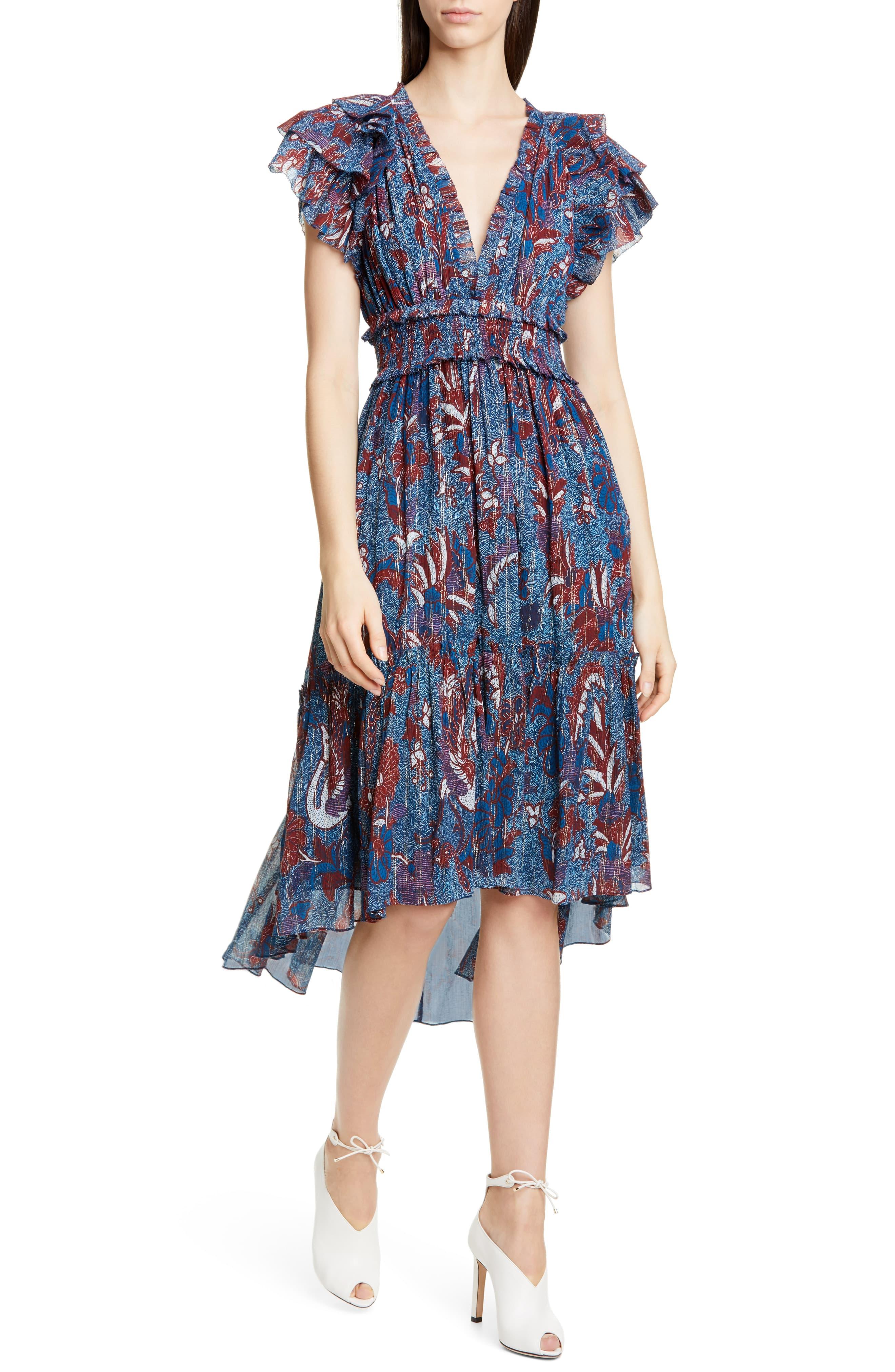 Ulla Johnson Cicely Silk Blend High/low Dress in Blue - Lyst