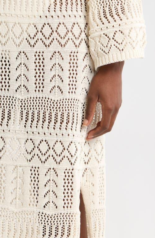 Elan Lace Knit Long Sleeve Cover-Up Midi Dress in Natural Lyst