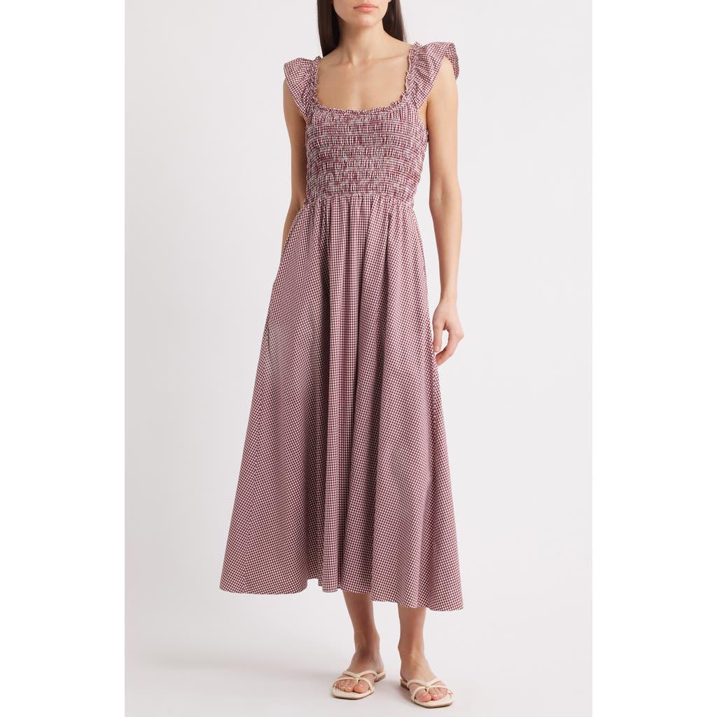 knee length dresses for ladies Cherry Blossom Bow Gingham Midi Dress