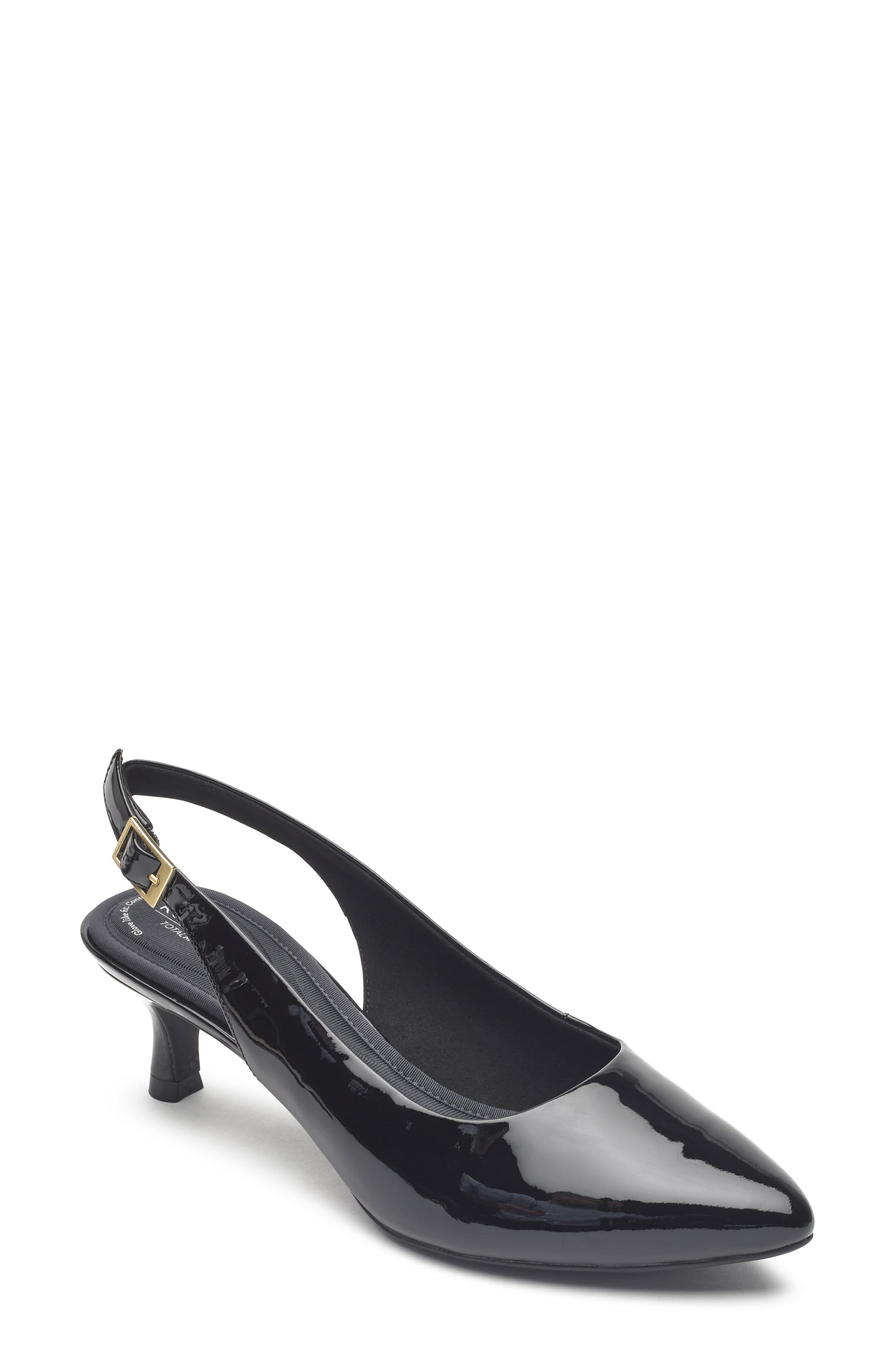 Rockport Suede Total Motion Kaiya Slingback Pump in Black Patent (Black ...