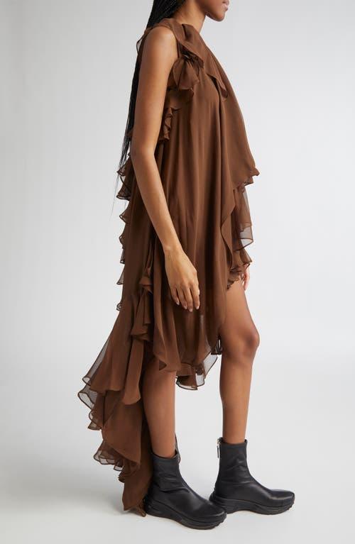 dark brown ruffle dress Express Thanks Ruffle Dress- Dark Rust
