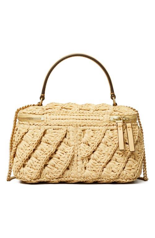 Tory Burch Kira Crochet Raffia Vanity Case in Metallic | Lyst